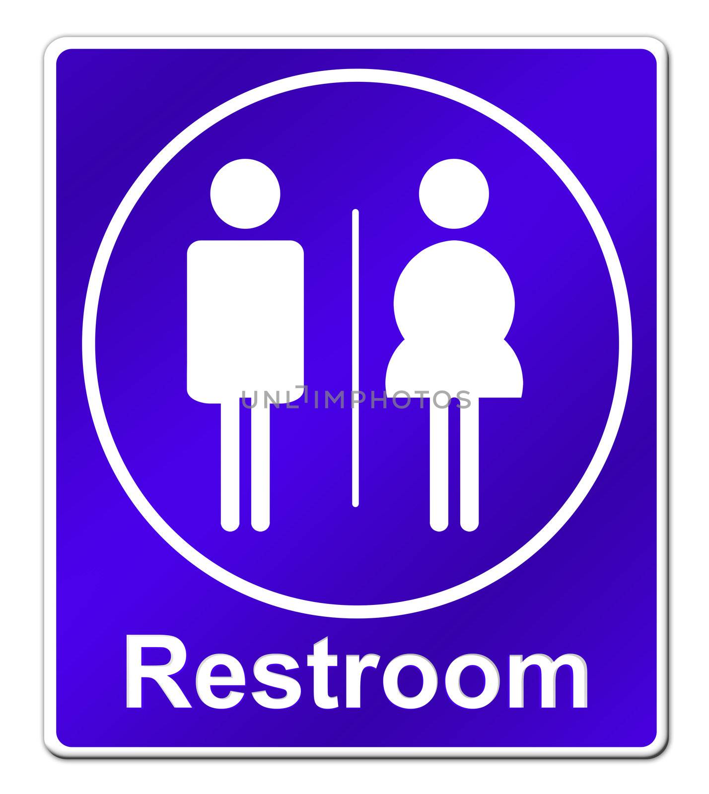 Restroom sign on white background