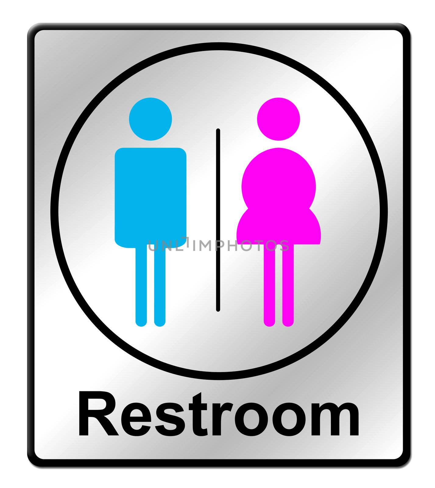 Restroom sign on white background