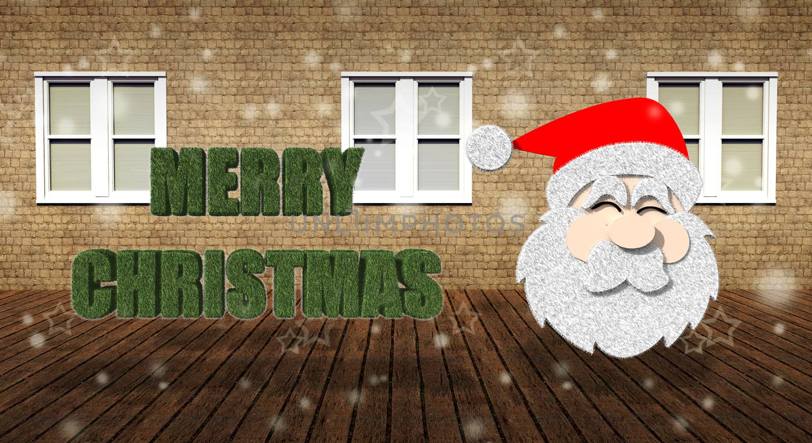 Merry Christmas with Santa Claus in grunge interior by siraanamwong