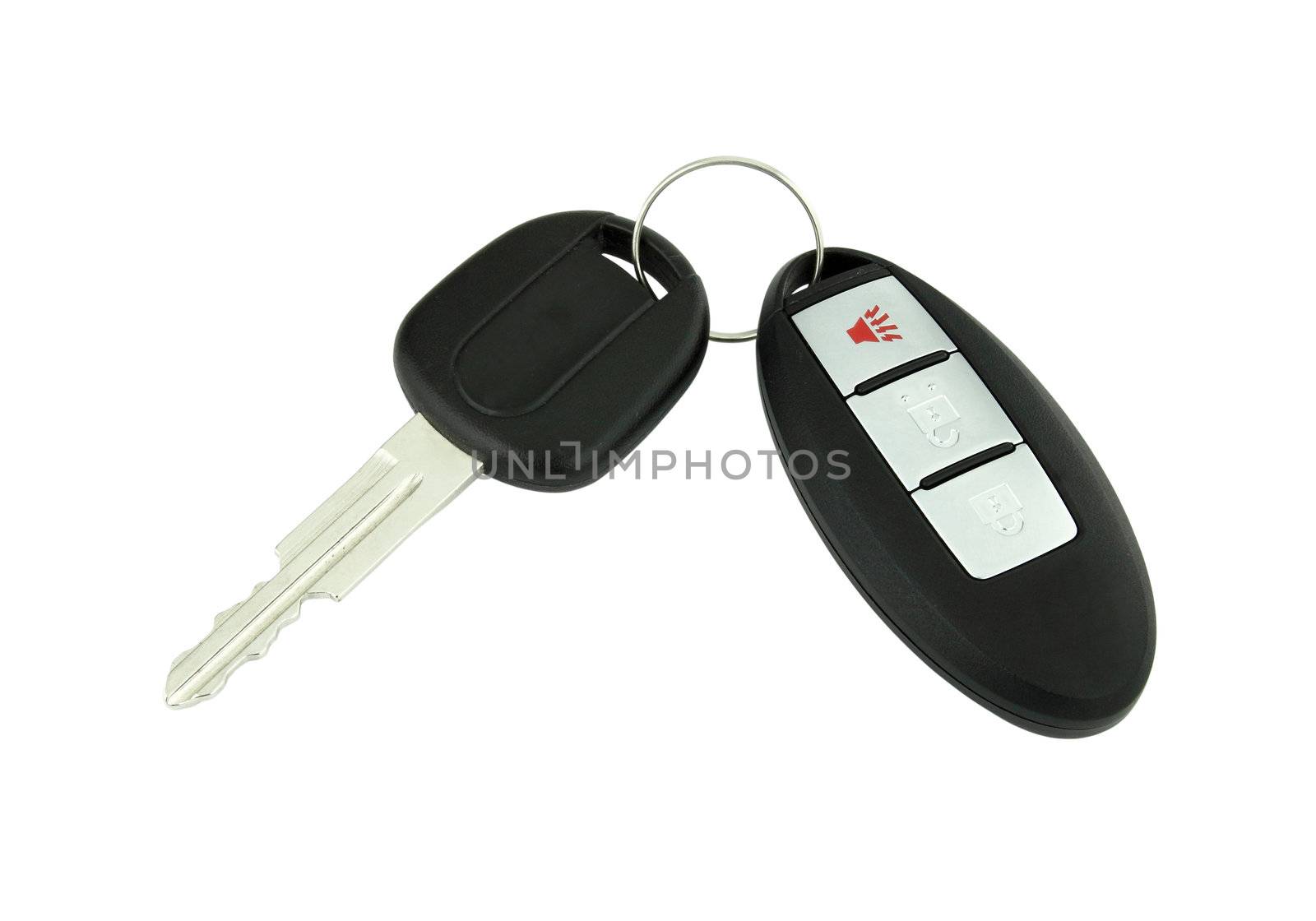 car key with remote control on white