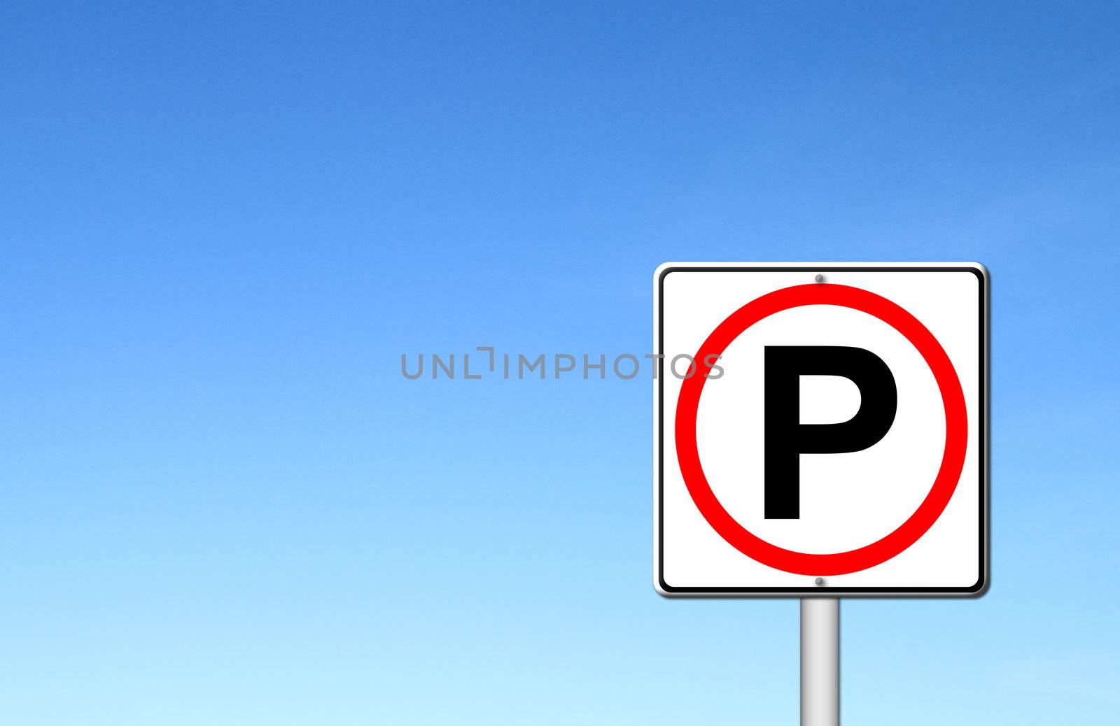 Parking sign over blue sky blank for text