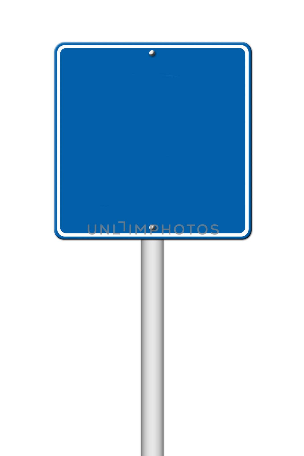 blue blank sign on white background