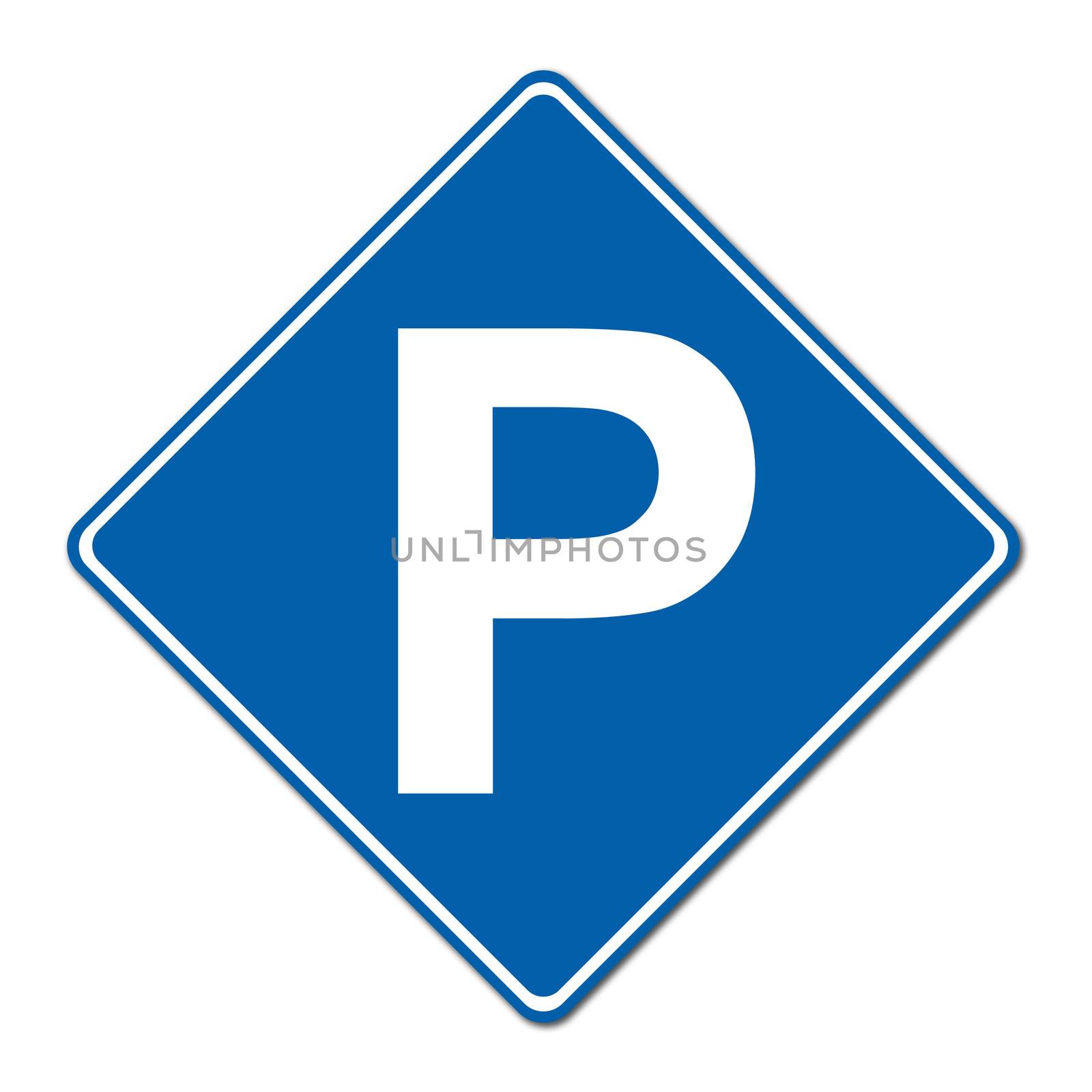 Parking traffic sign on white background