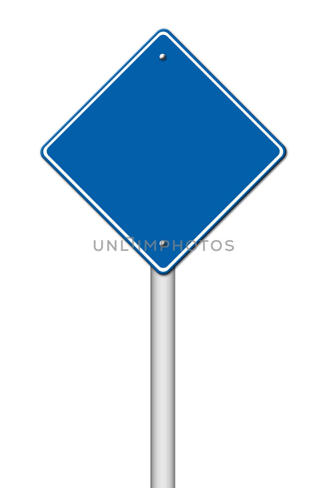 blue blank sign on white background