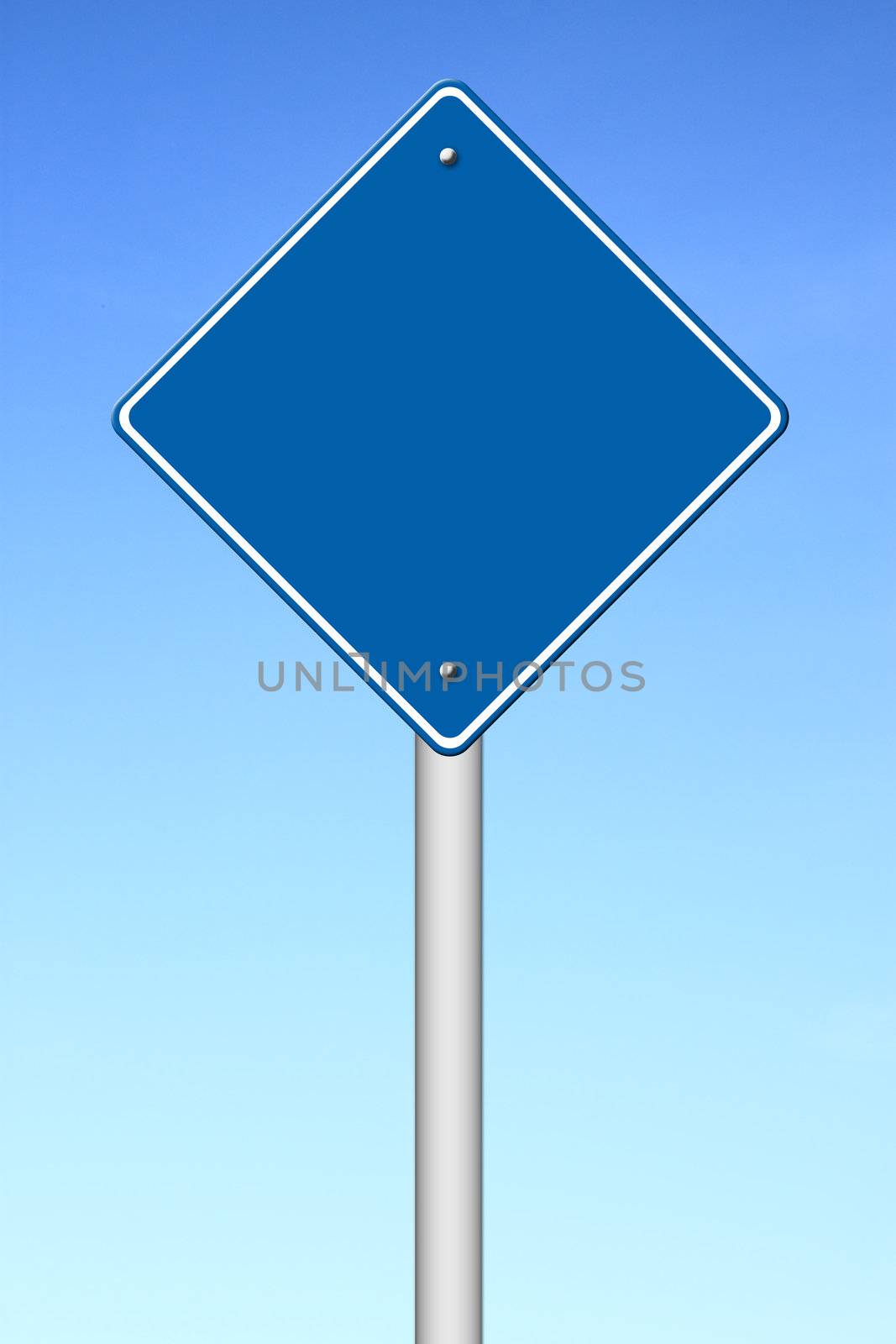 blue blank sign with blue sky by geargodz