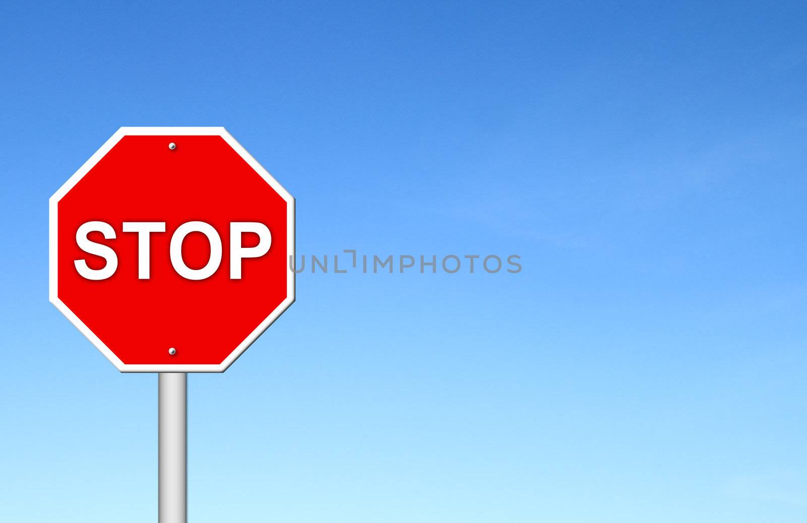 stop sign with blue sky blank for text