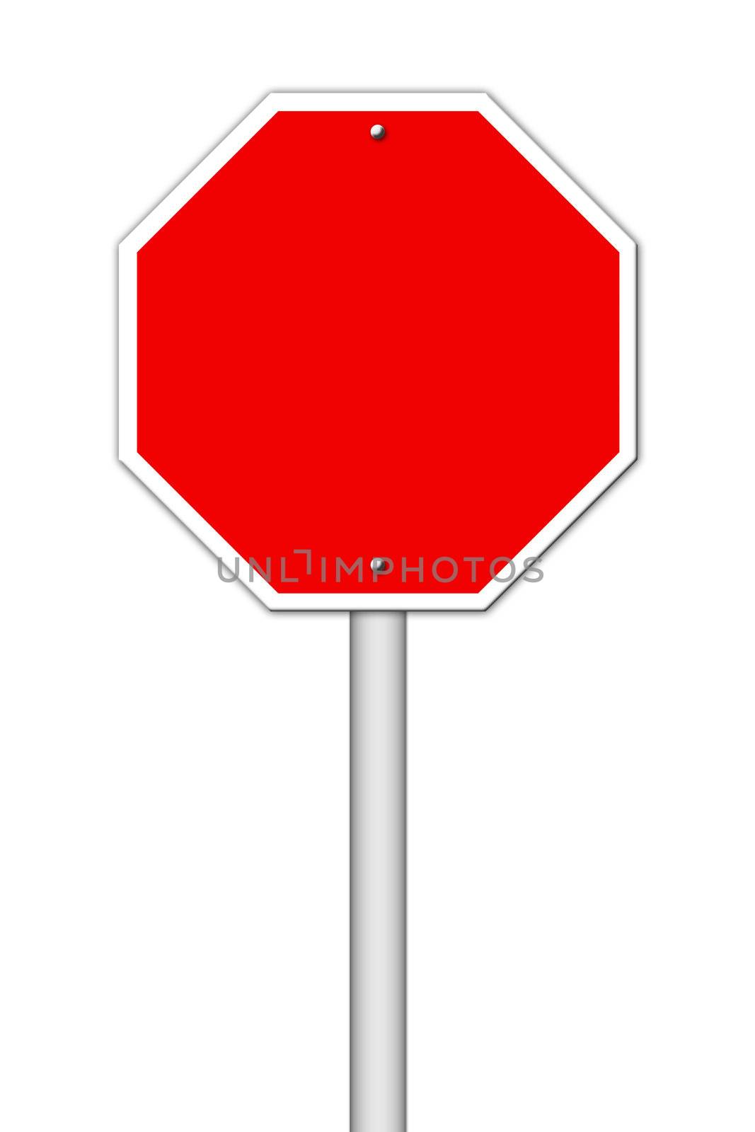 red blank sign on white