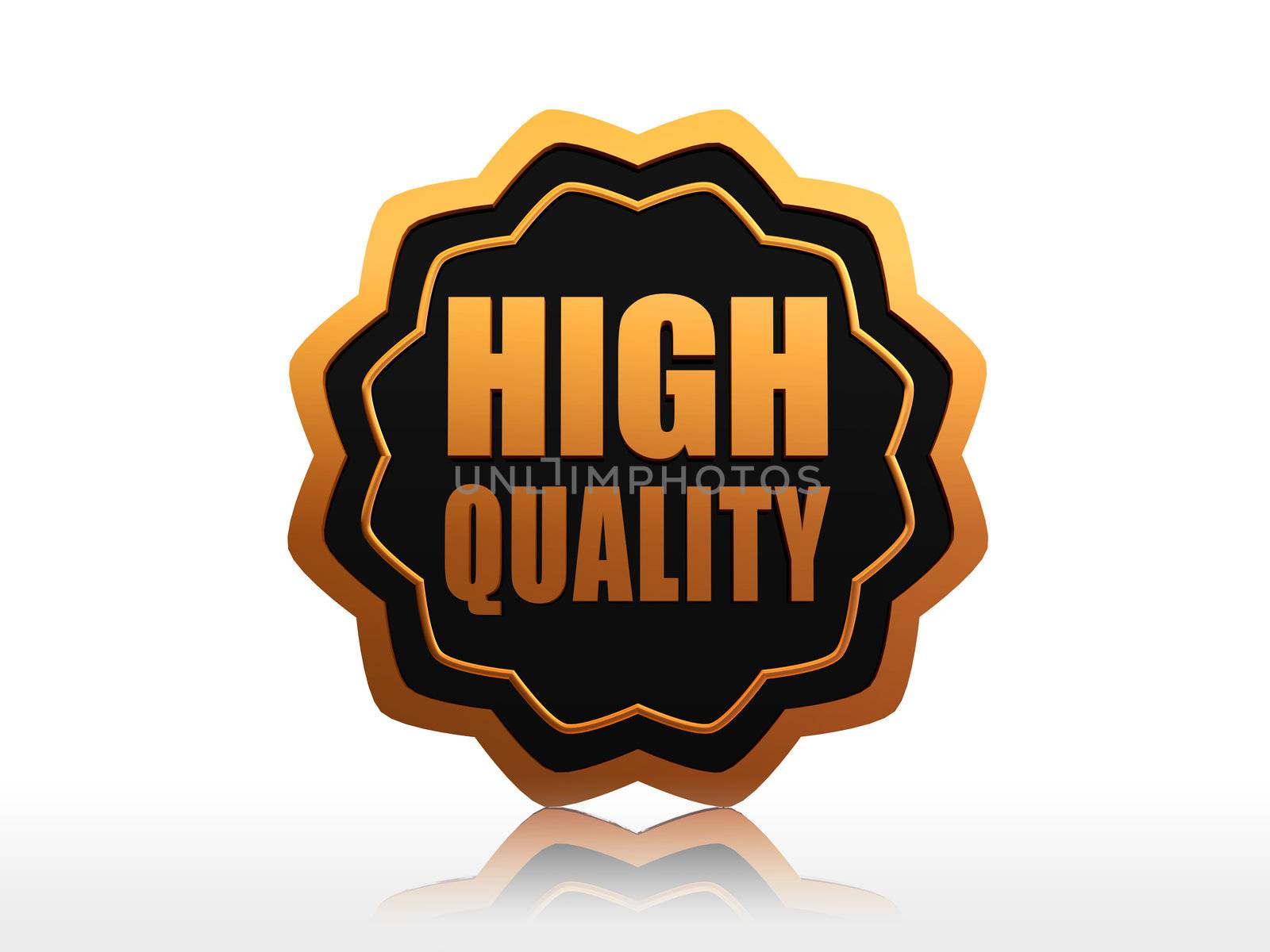 high quality black golden starlike label with text