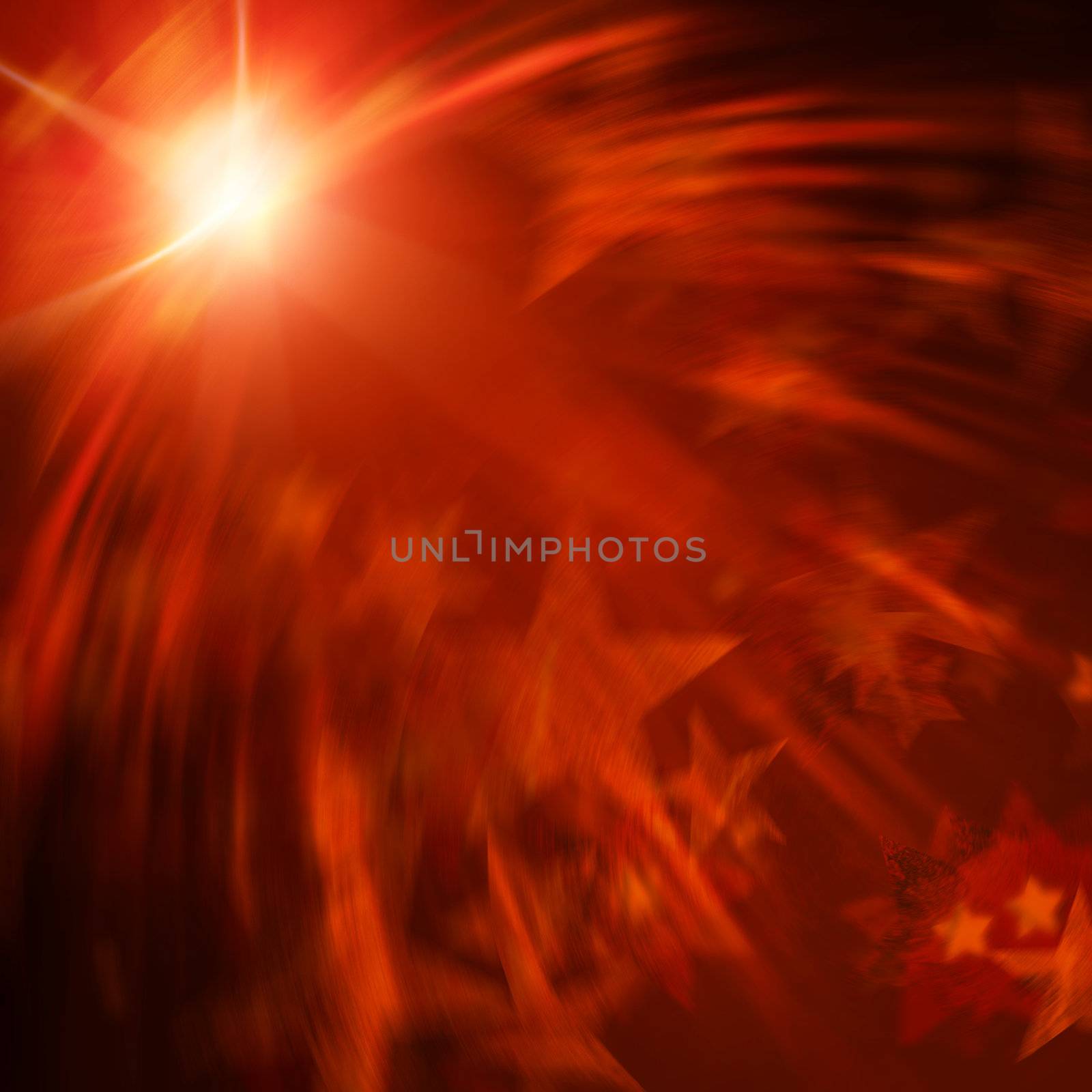 abstract orange rays lights with stars over dark background
