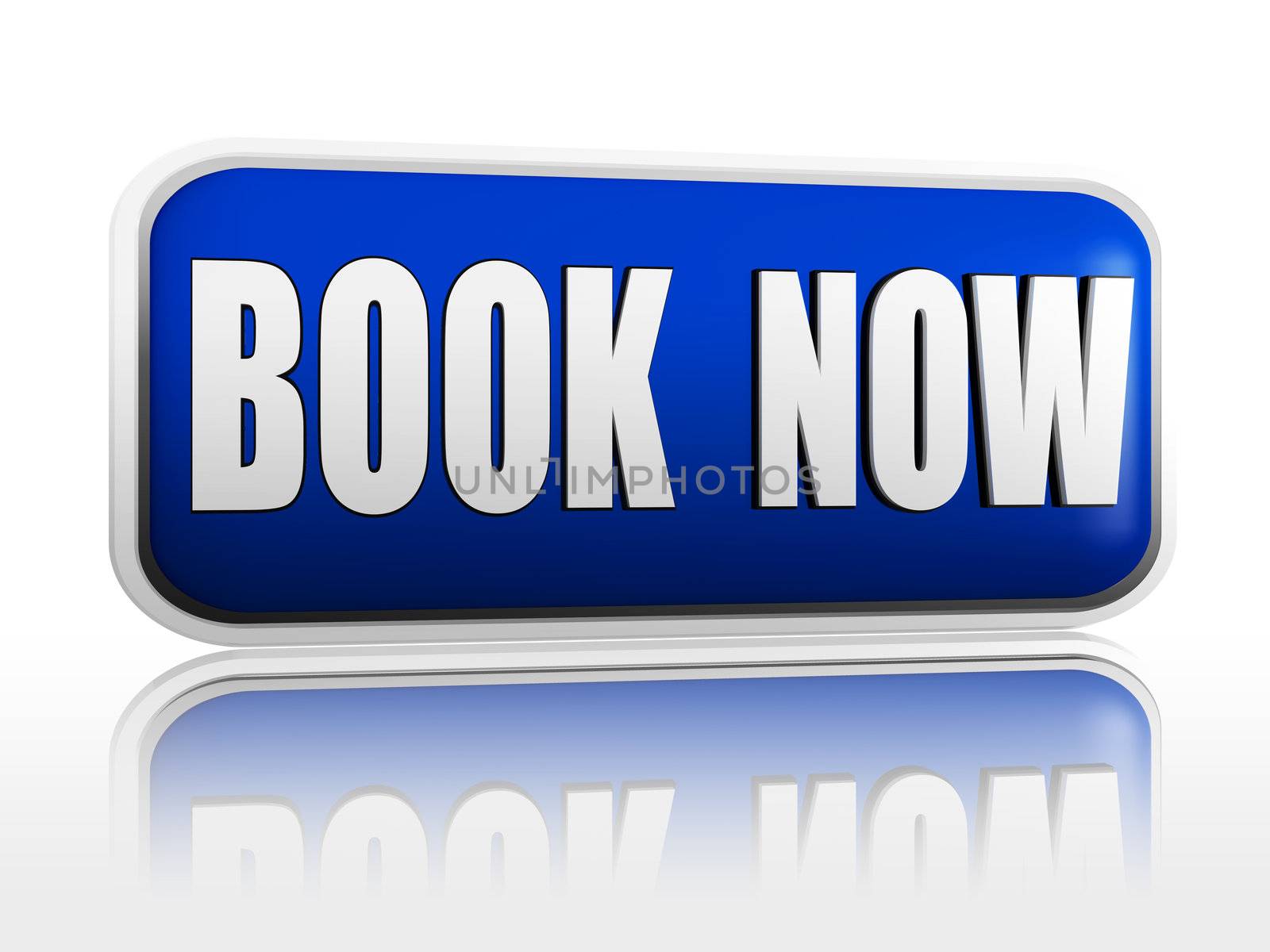 book now 3d blue banner with white text, business concept