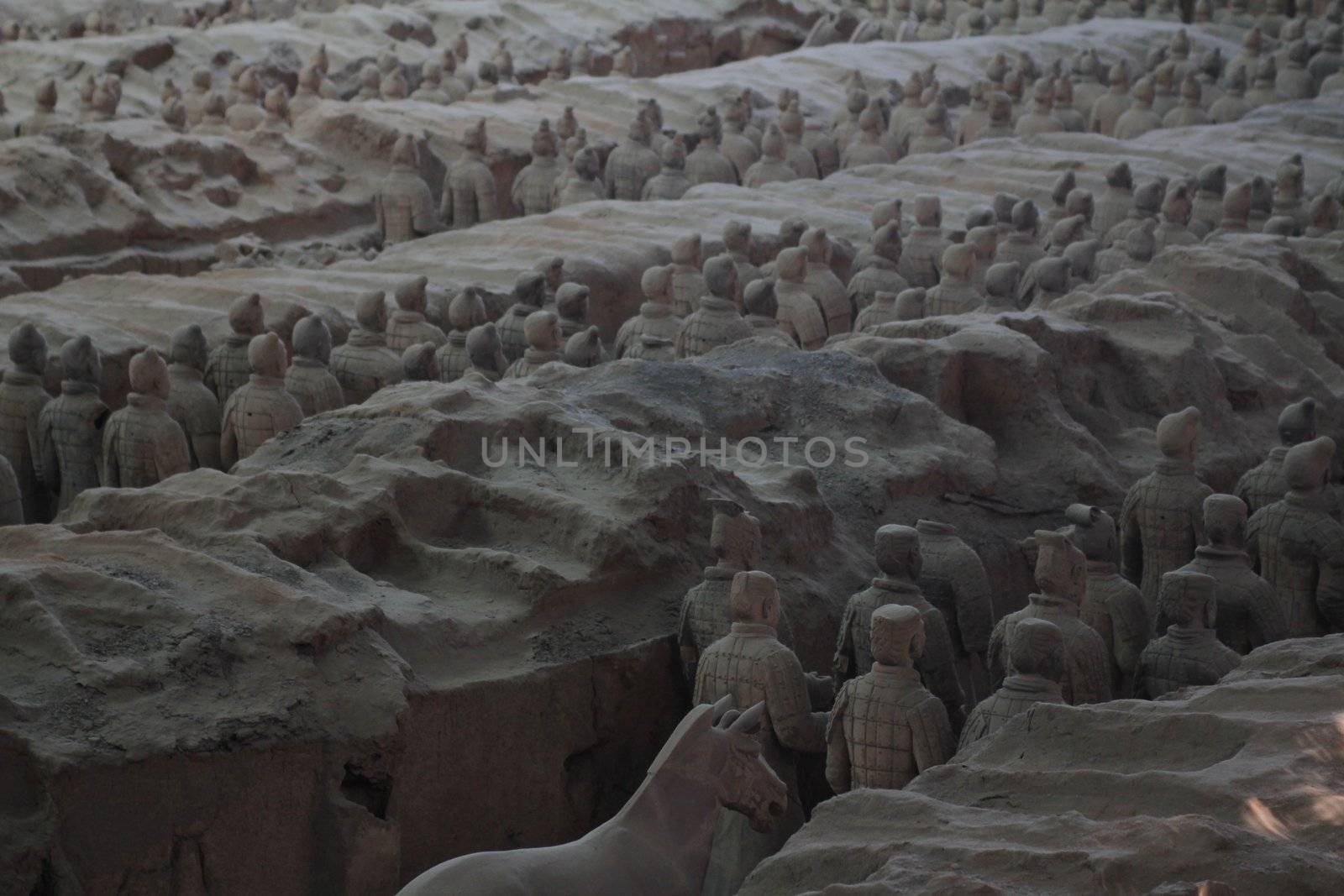 Soldiers of Terracotta Army, in Mausoleum of the First Qin Emperor, an UNESCO world heritage site, in Xian, China
