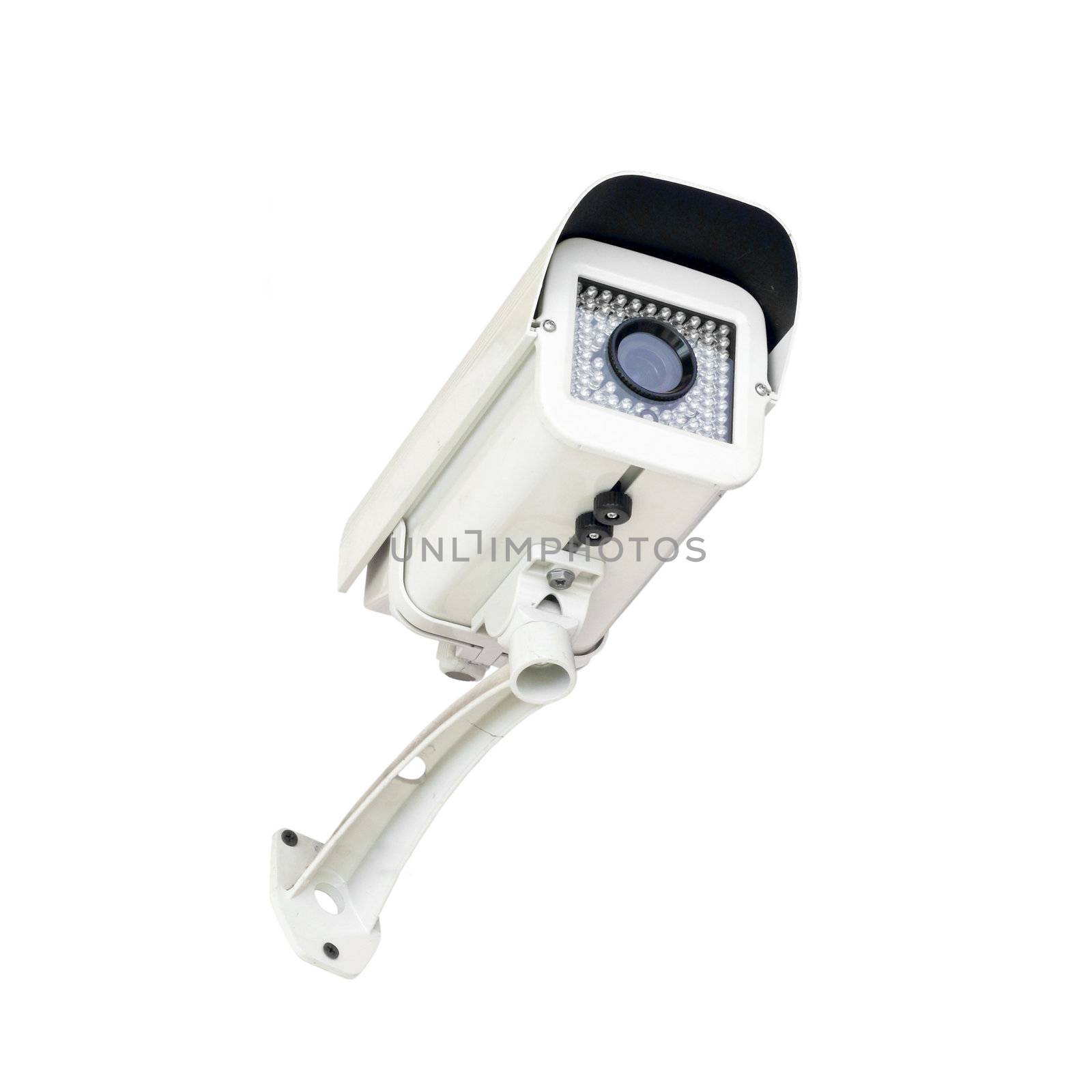 Security surveillance camera on white background