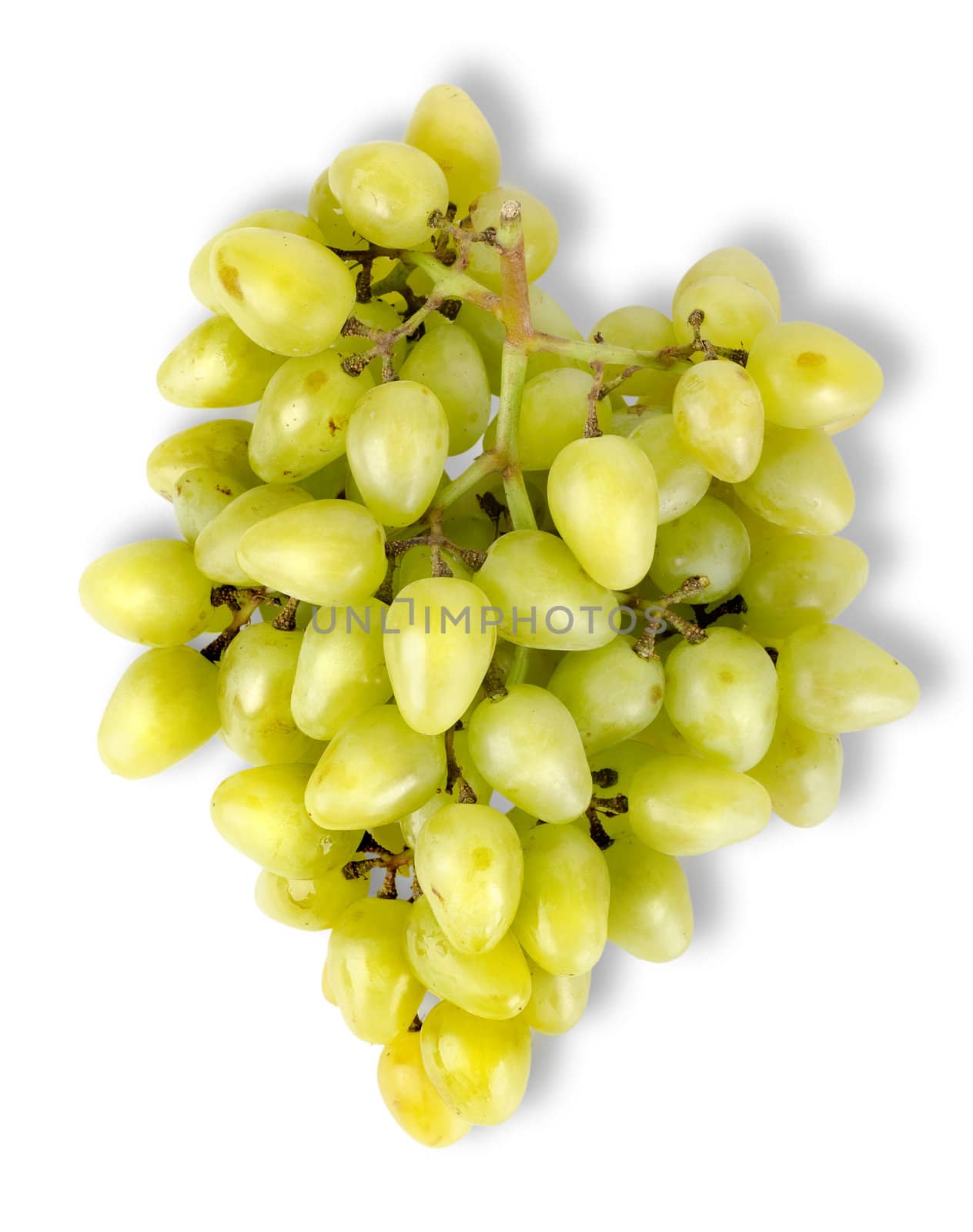 Bunch of green grapes isolated on white background