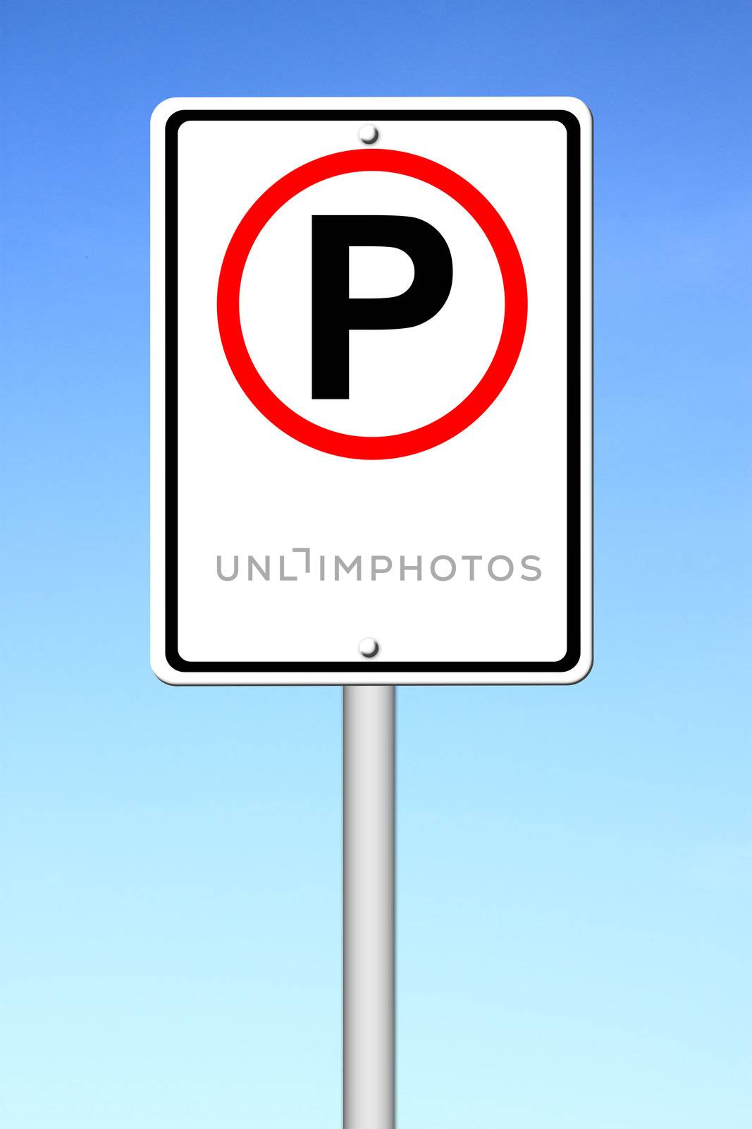 parking sign blank for text with blue sky