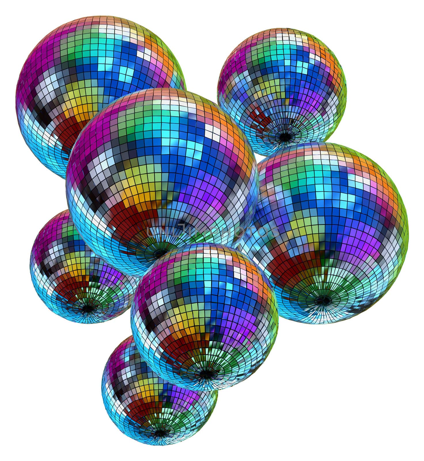 Colorful funky mirrored glitter disco balls for party