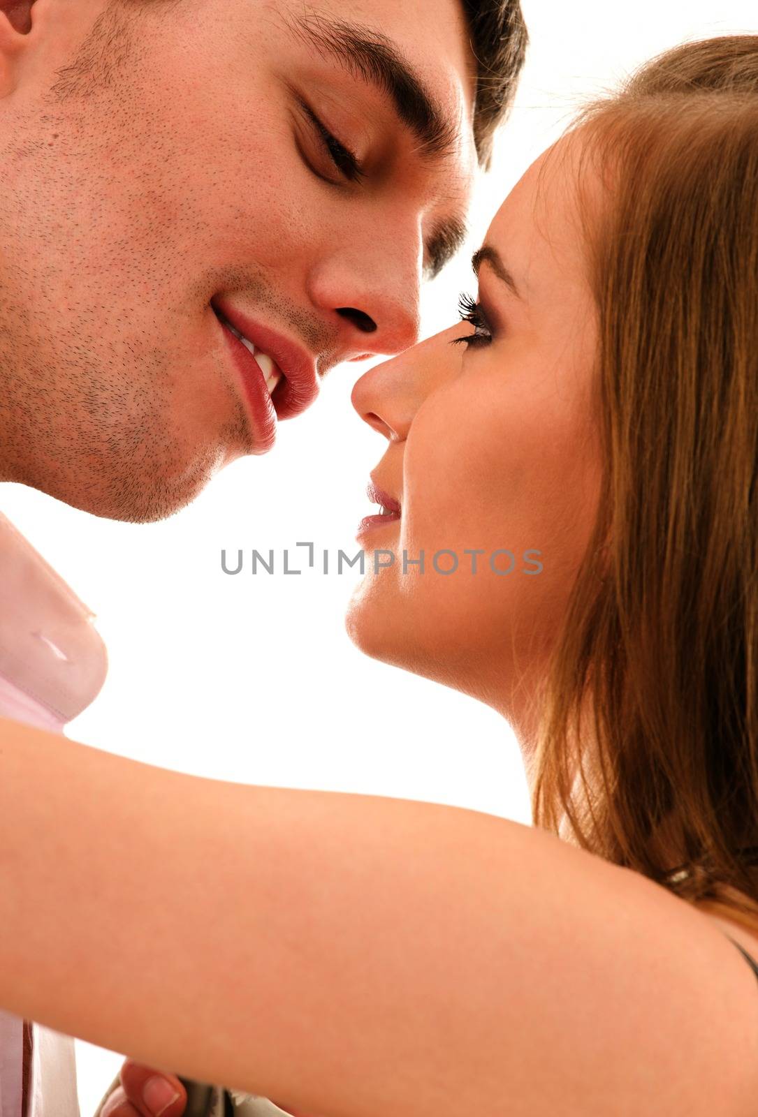 picture of couple in love over white