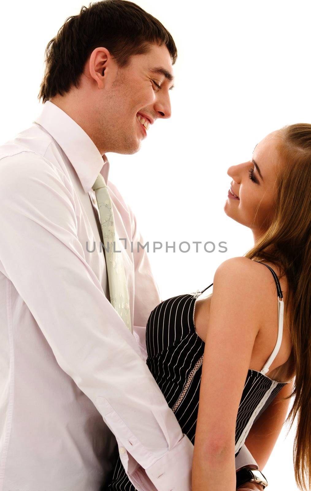 picture of couple in love over white