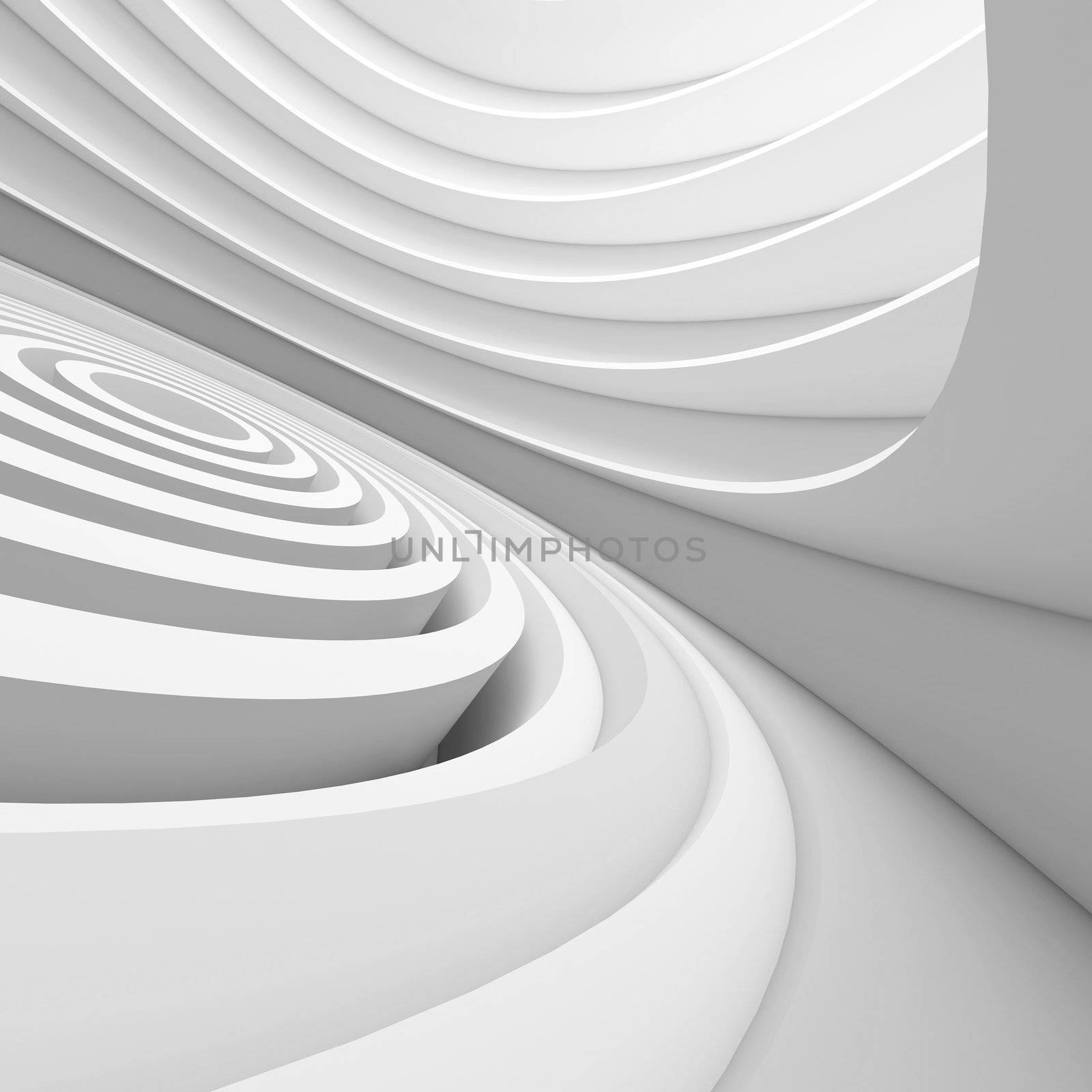 3d Illustration of White Futuristic Architecture Design