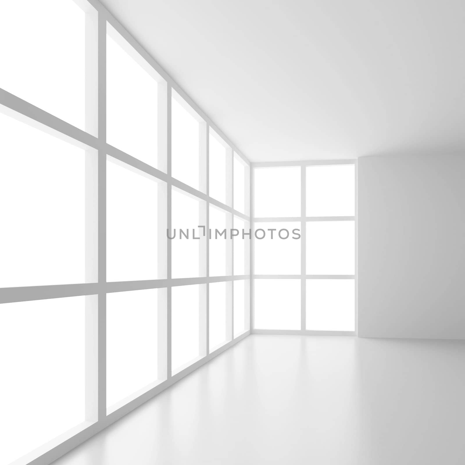 3d Illustration of Blue Futuristic Empty Room