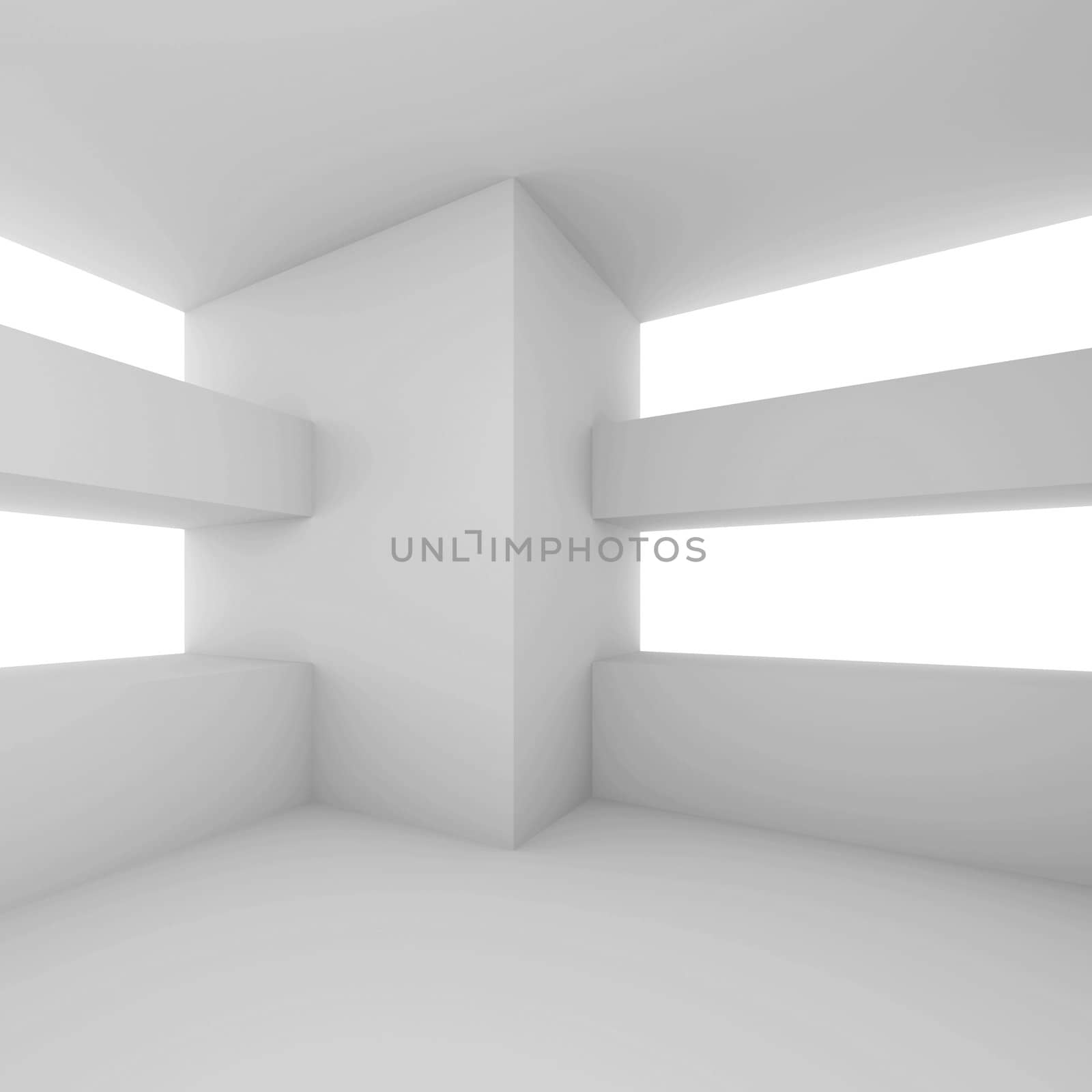 3d Illustration of White Abstract Architectural Design