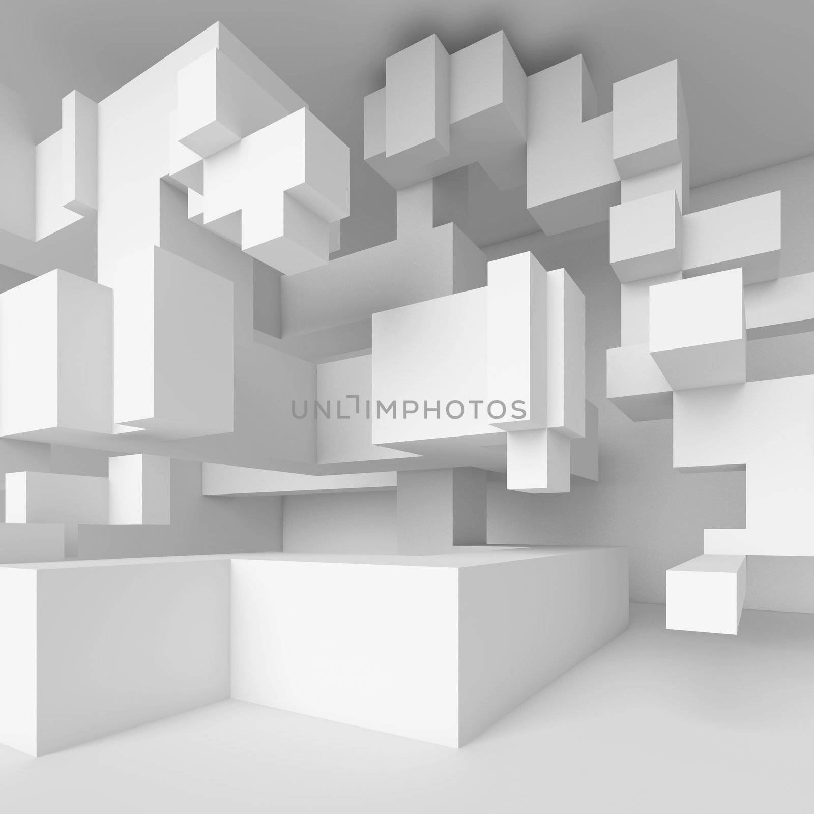 3d Illustration of White Modern Architecture Design