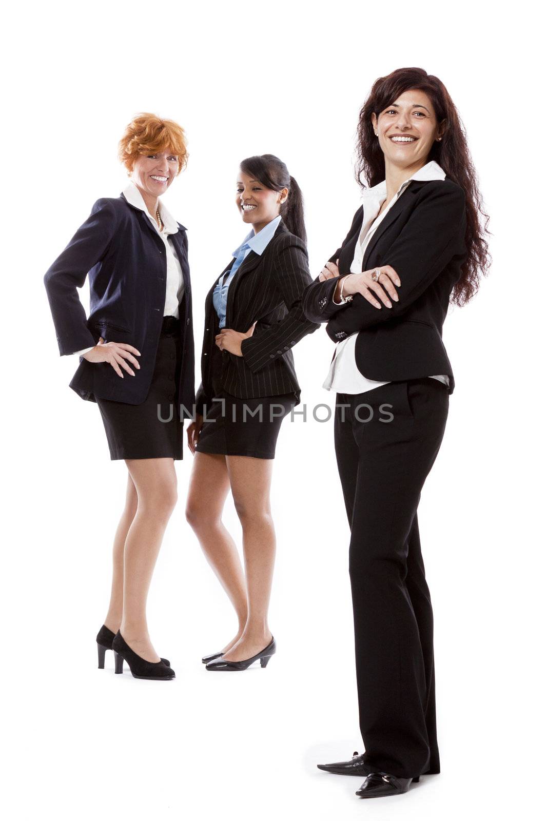 business woman team successful with formal suit isolated on white background