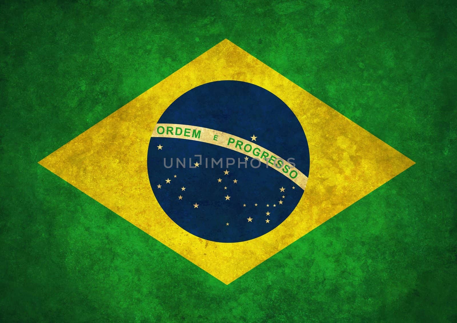 Illustration of a worn Brazilian flag