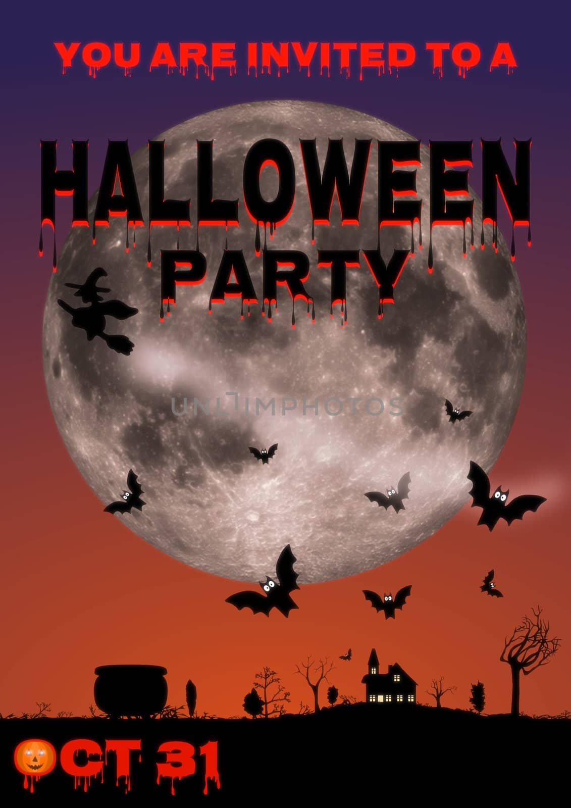 Illustration of a Halloween invite