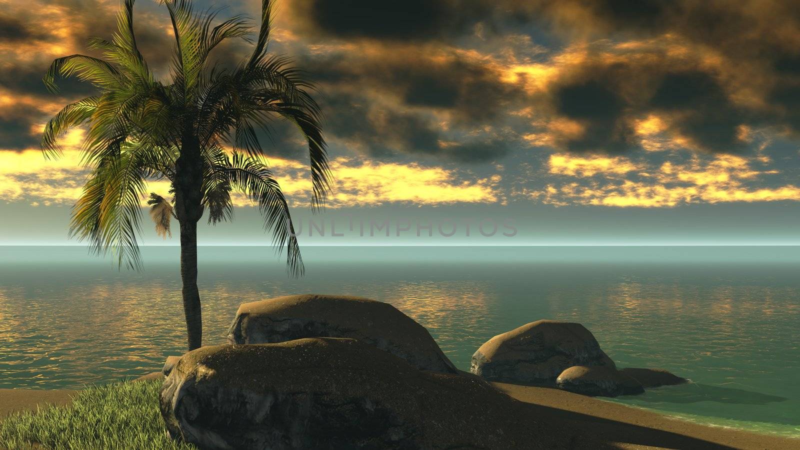 Hawaiian sunset in tropical paradise by andromeda13