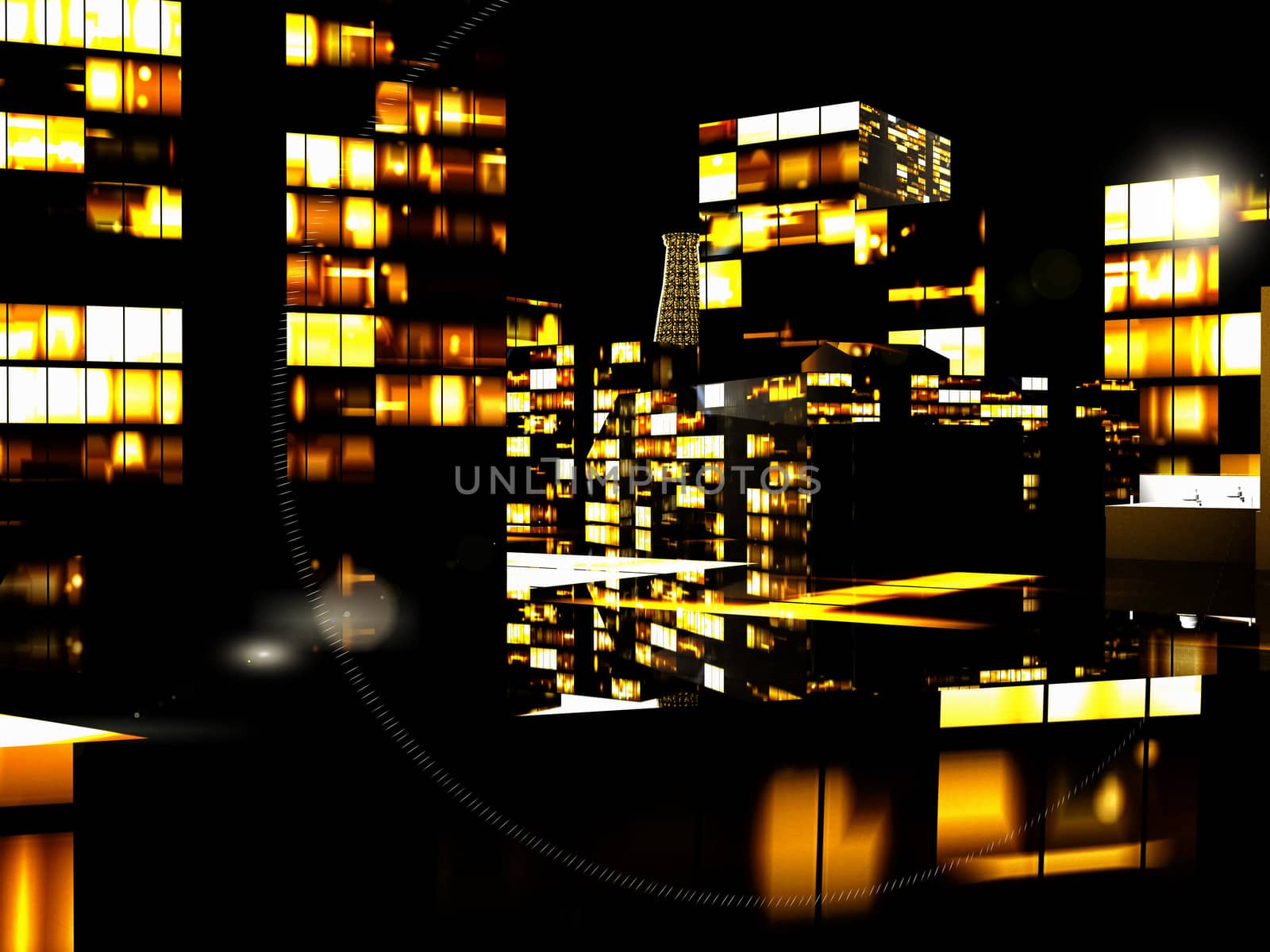 Business District at Night by andromeda13