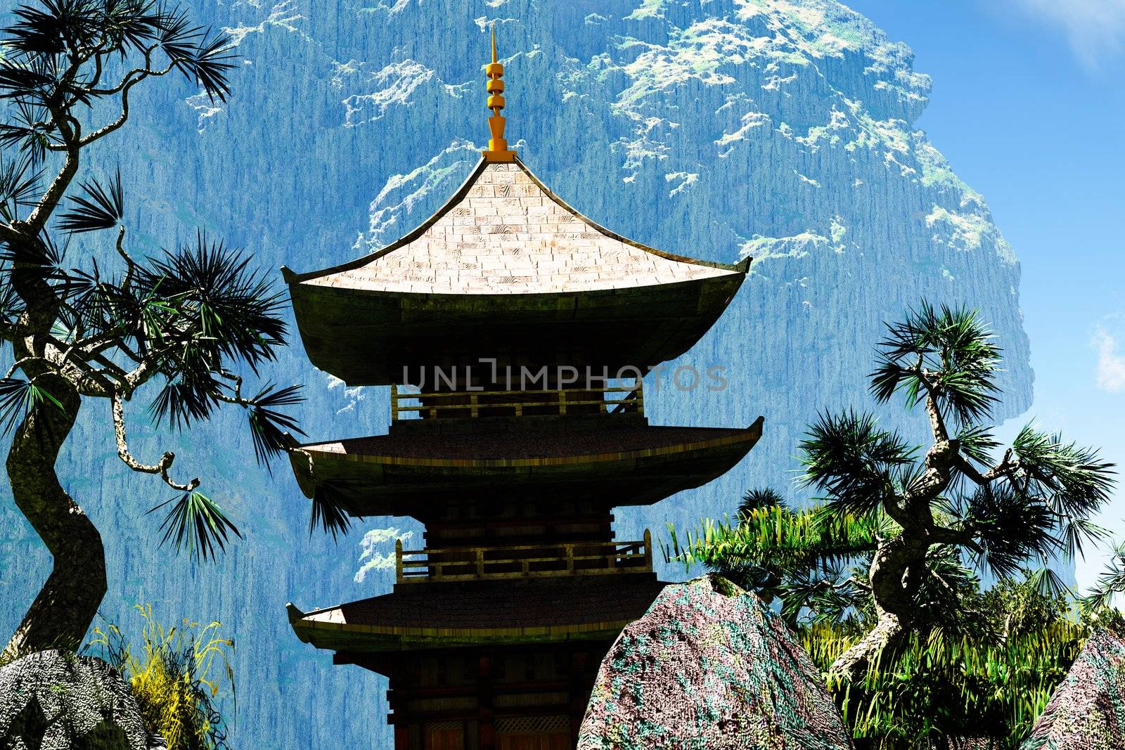 Zen buddhist temple in the mountains