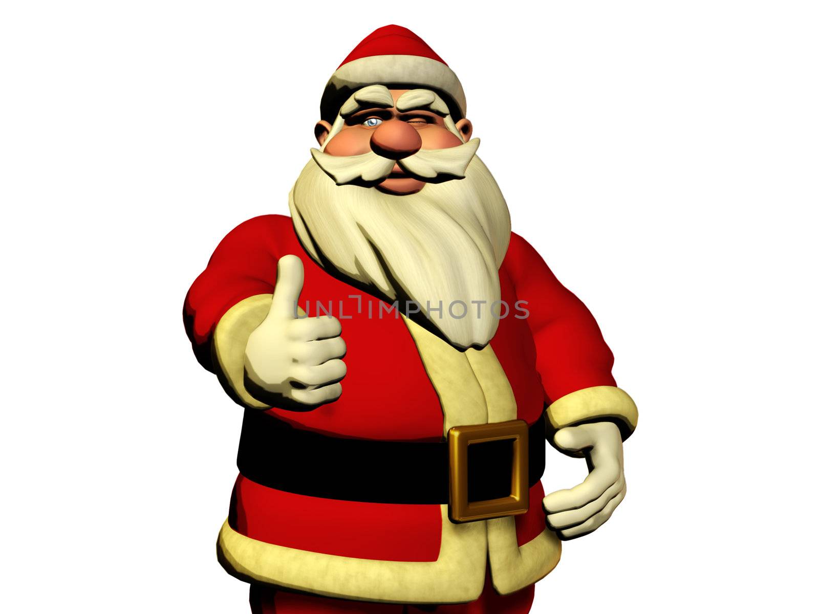 3d Santa Claus is wishing Good luck with thumb