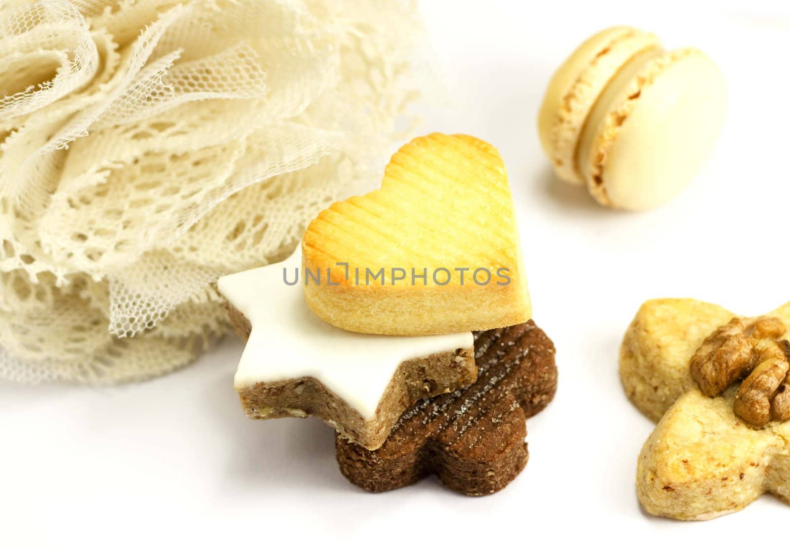 Cookies with decoration on a white background