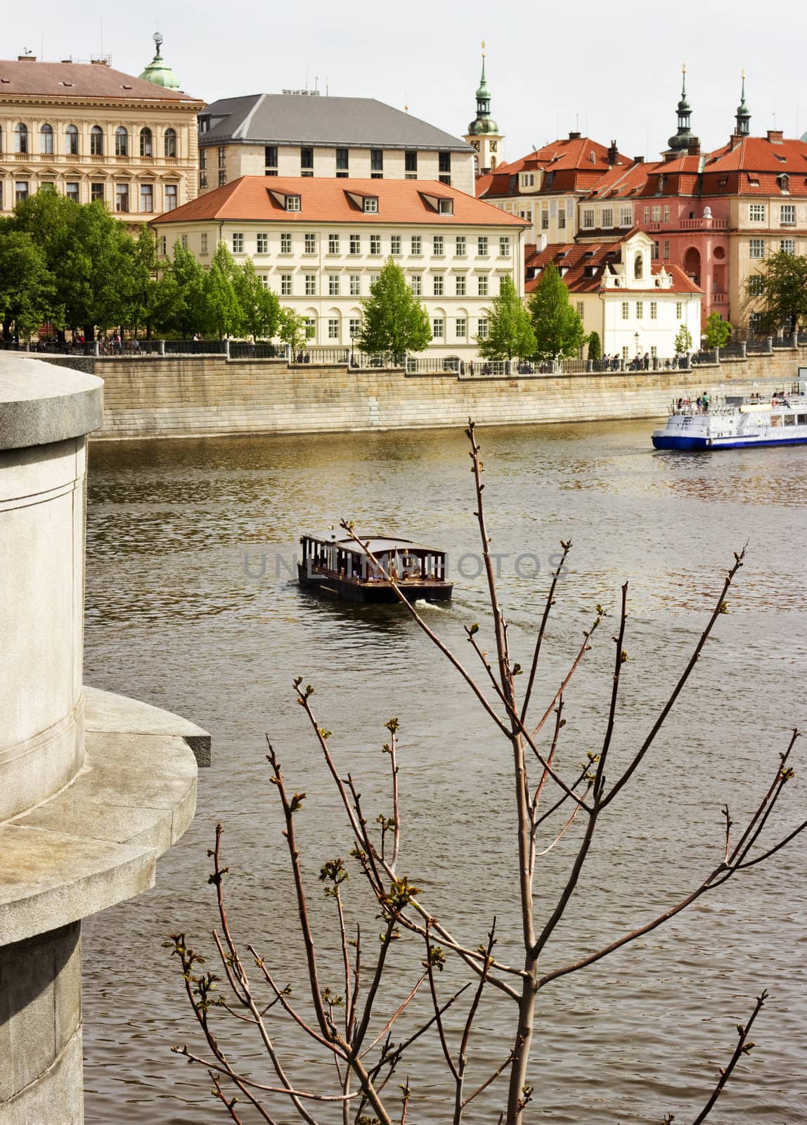 View of an Old town of Prague and the Vltava River. Czech Republic