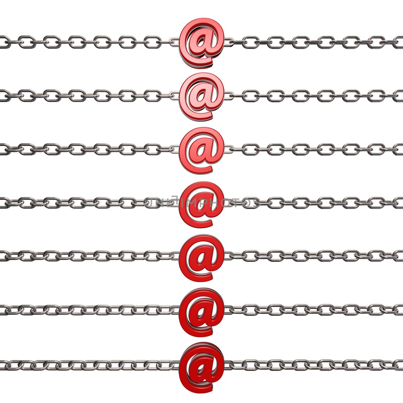 metal chain with email symbol - 3d illustration