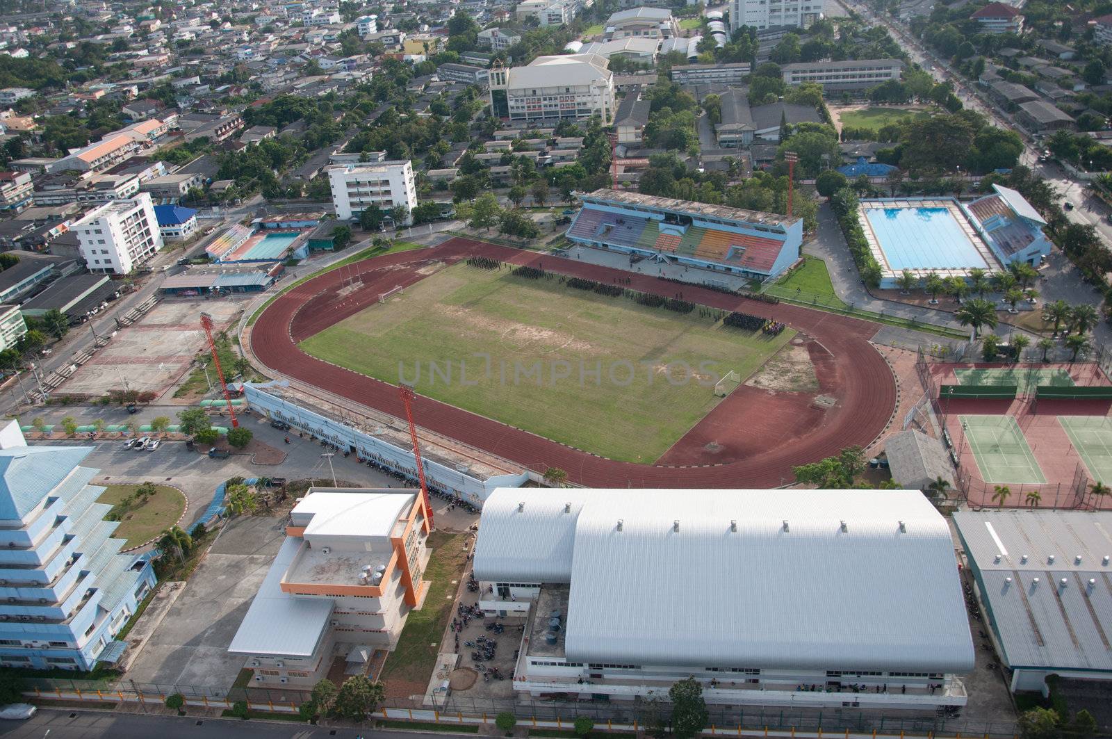 yala sport field in yala, thailand - aerial view by ngarare