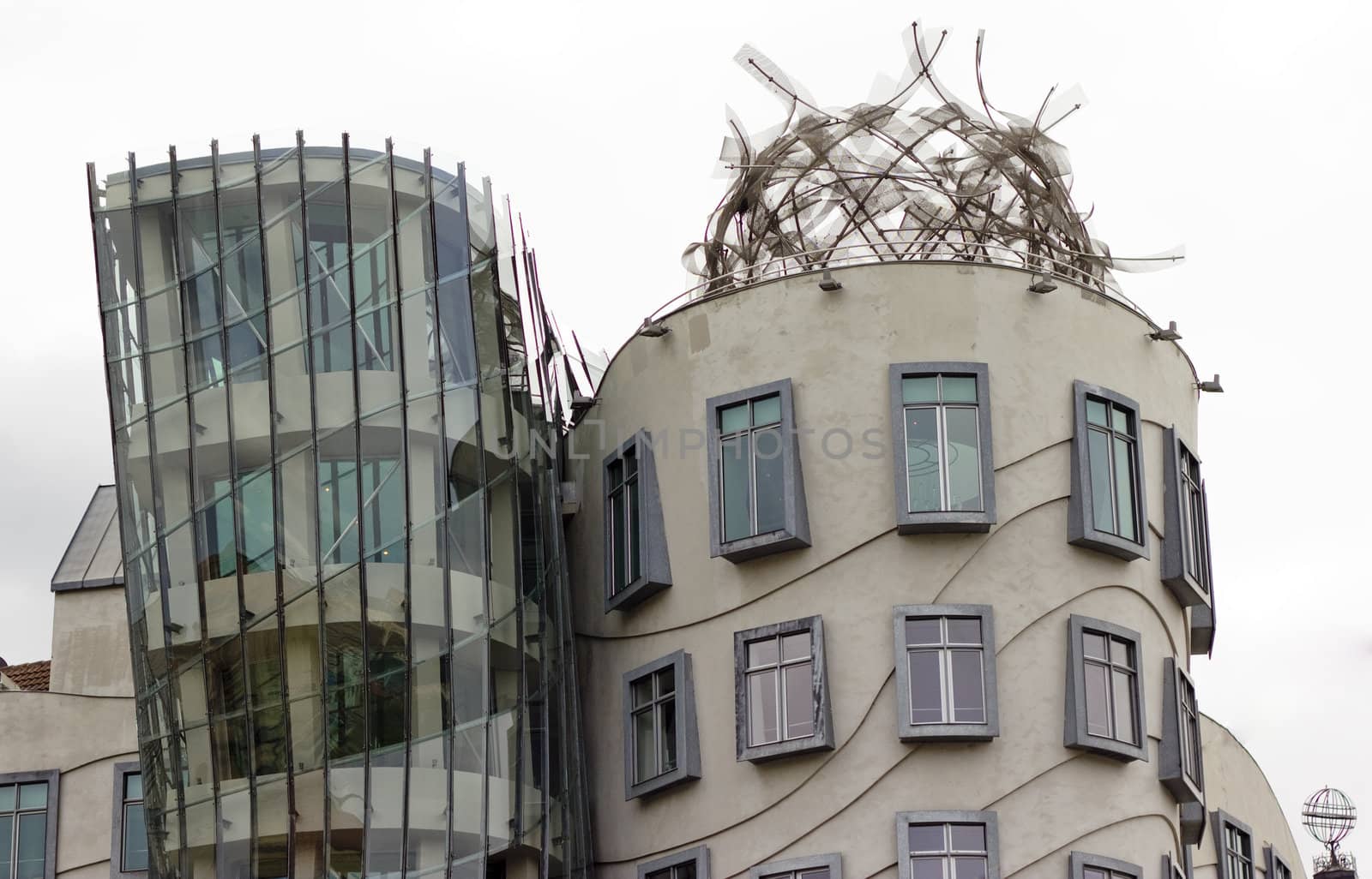 View of a part of a Dancing House in Prague. Czech Republic