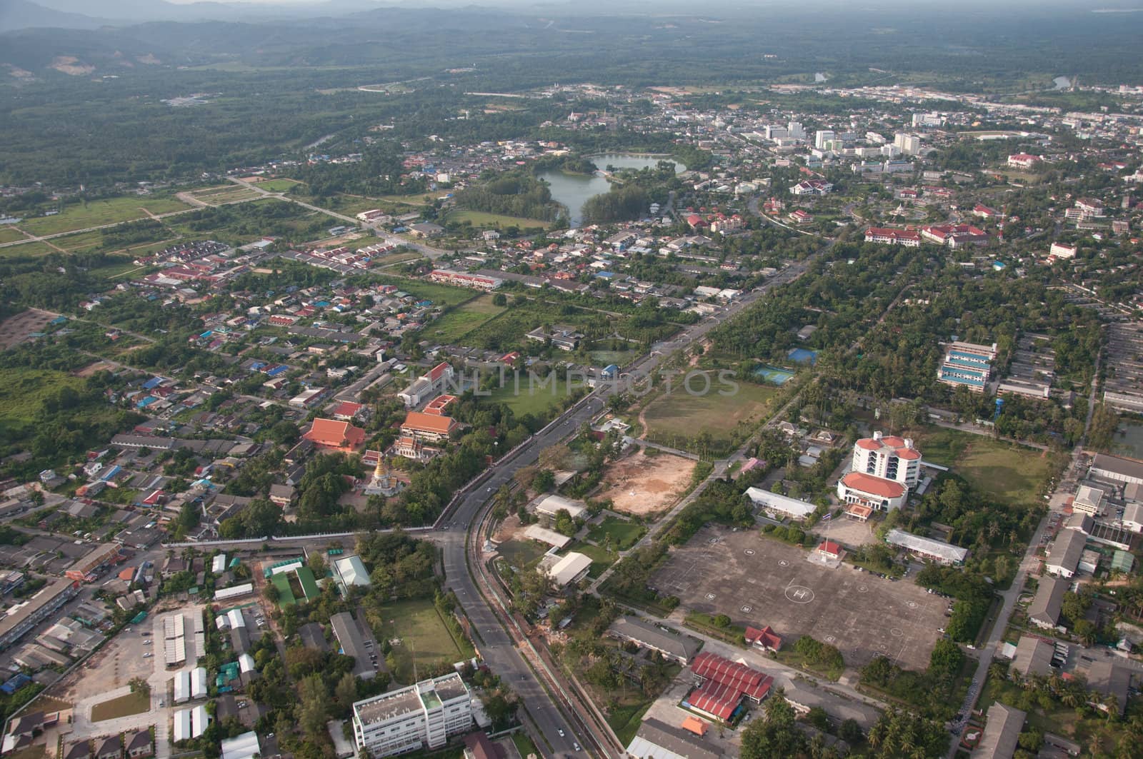 cityscape of yala city, thailand - aerial view