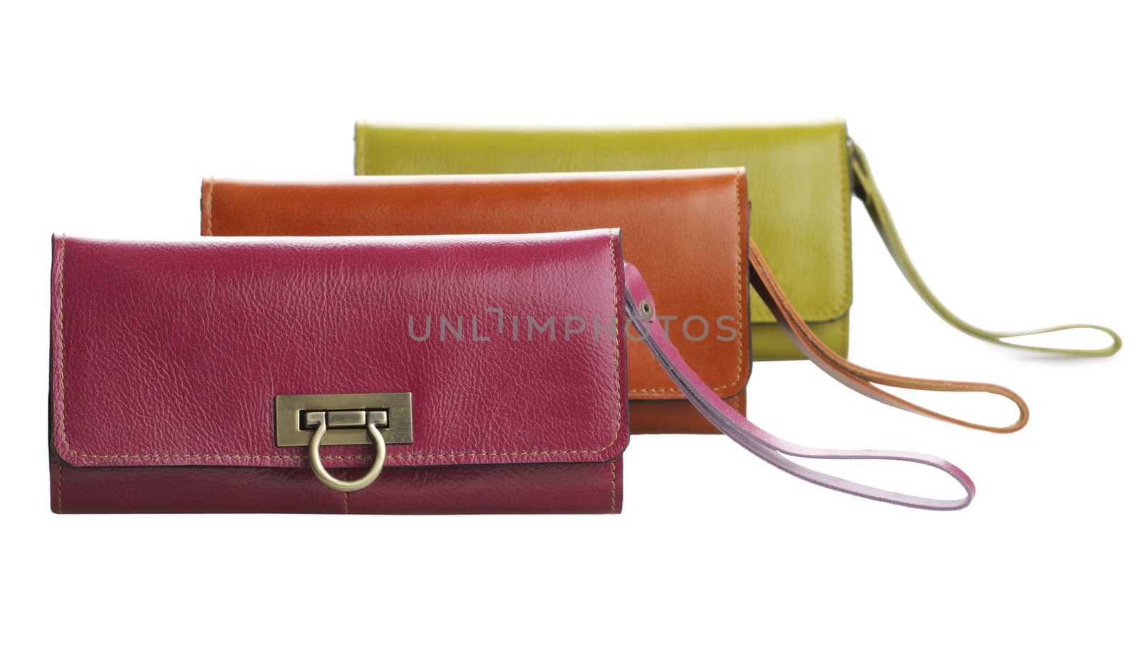 Colorful lady leather wallet bags beautiful isolated on white by john_kasawa