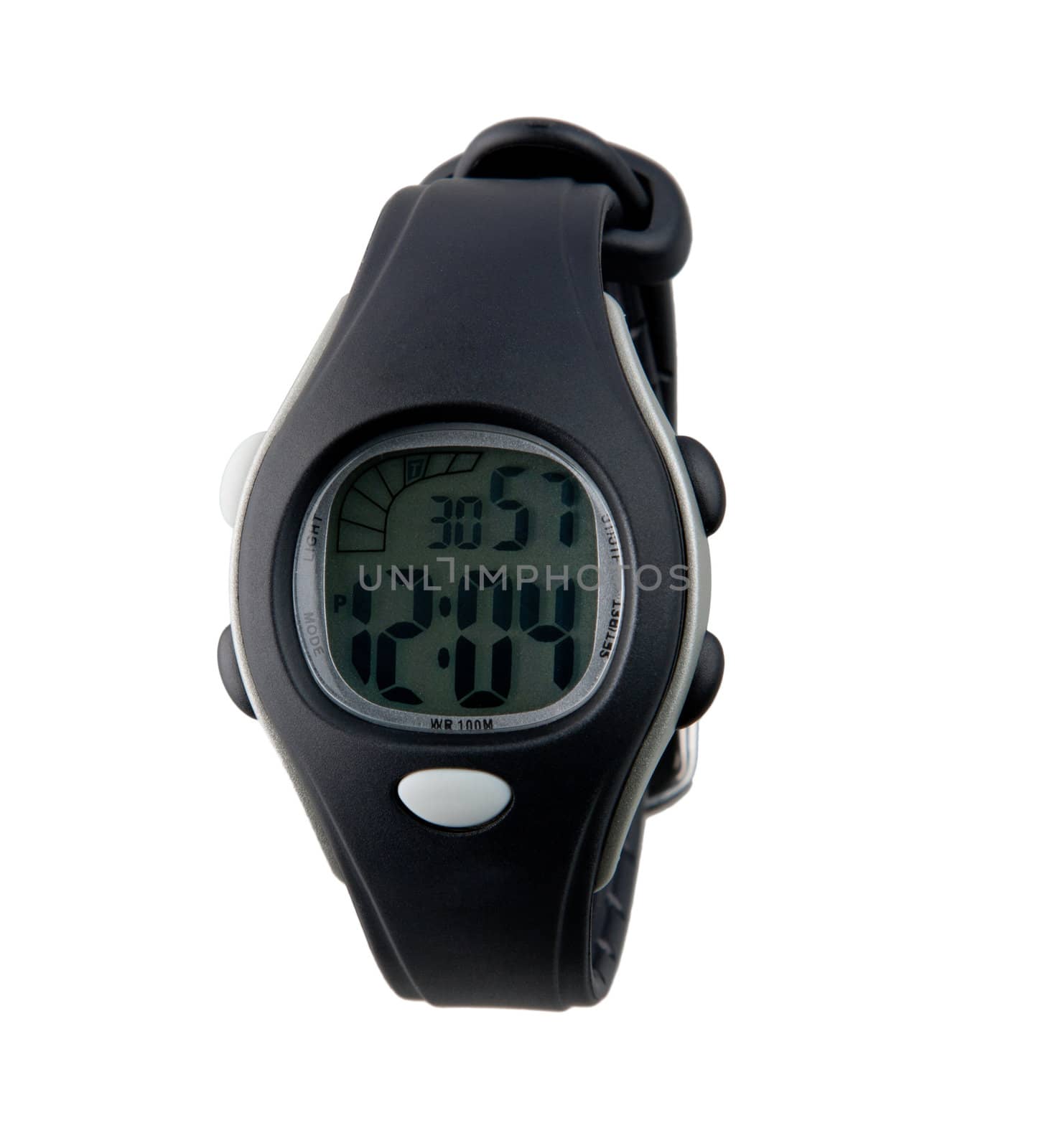 Modern design of the digital panel wristwatch