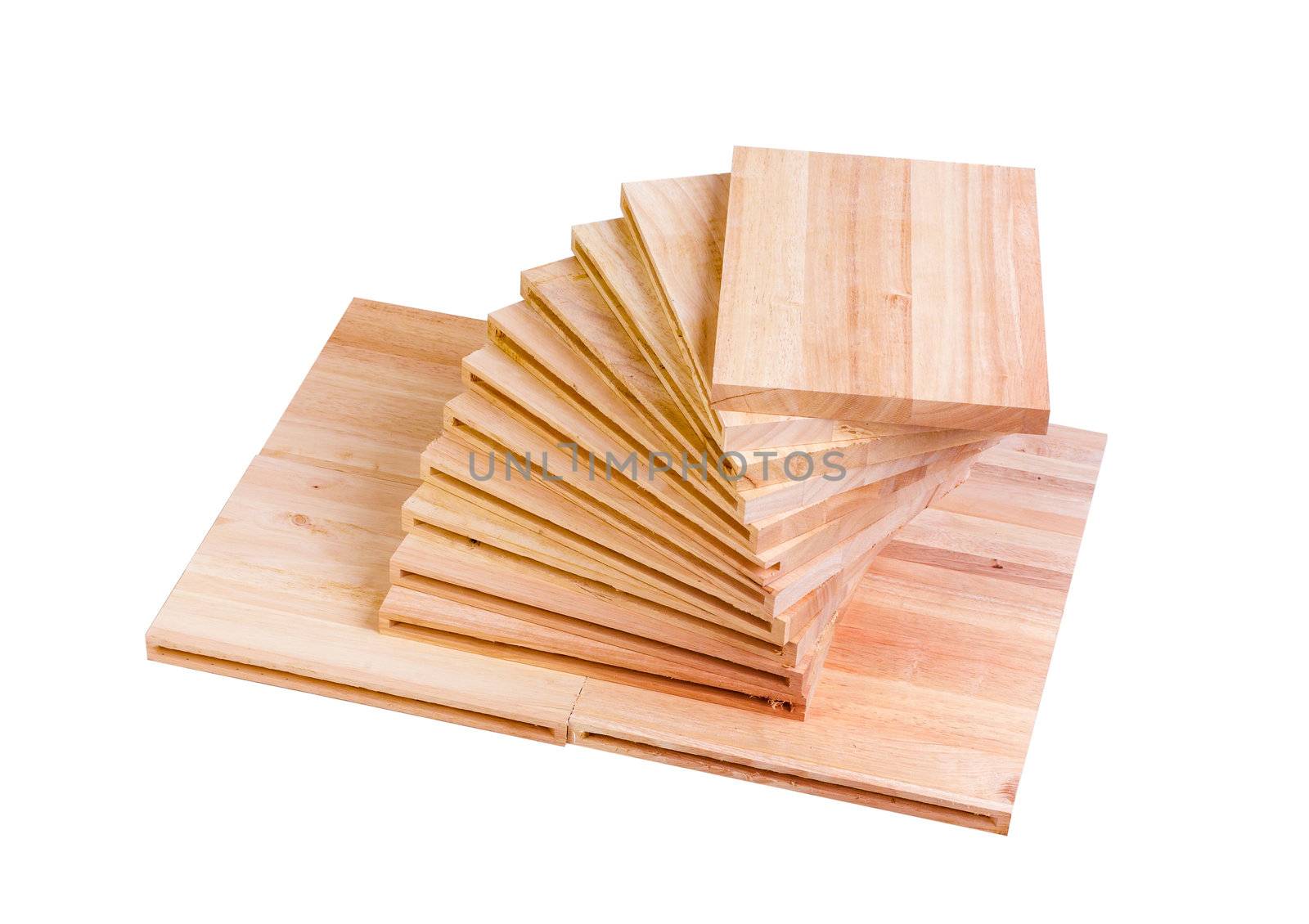 Pieces of pine wood arranges and isolated on white  by john_kasawa