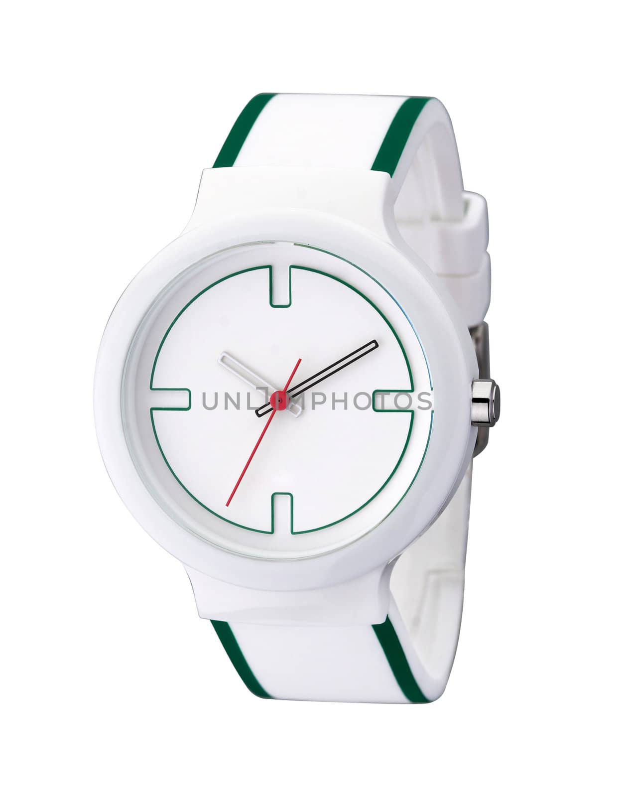 White and nice wristwatch simply but beautiful isolated 