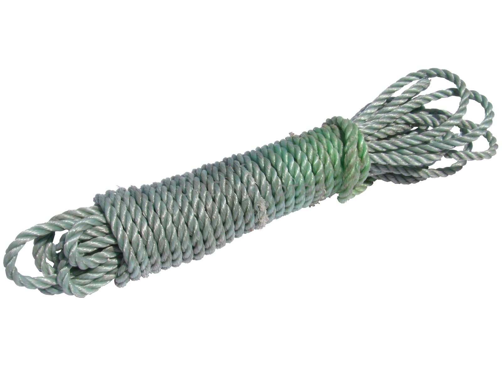 Image of old nylon bundled rope isolated on white background