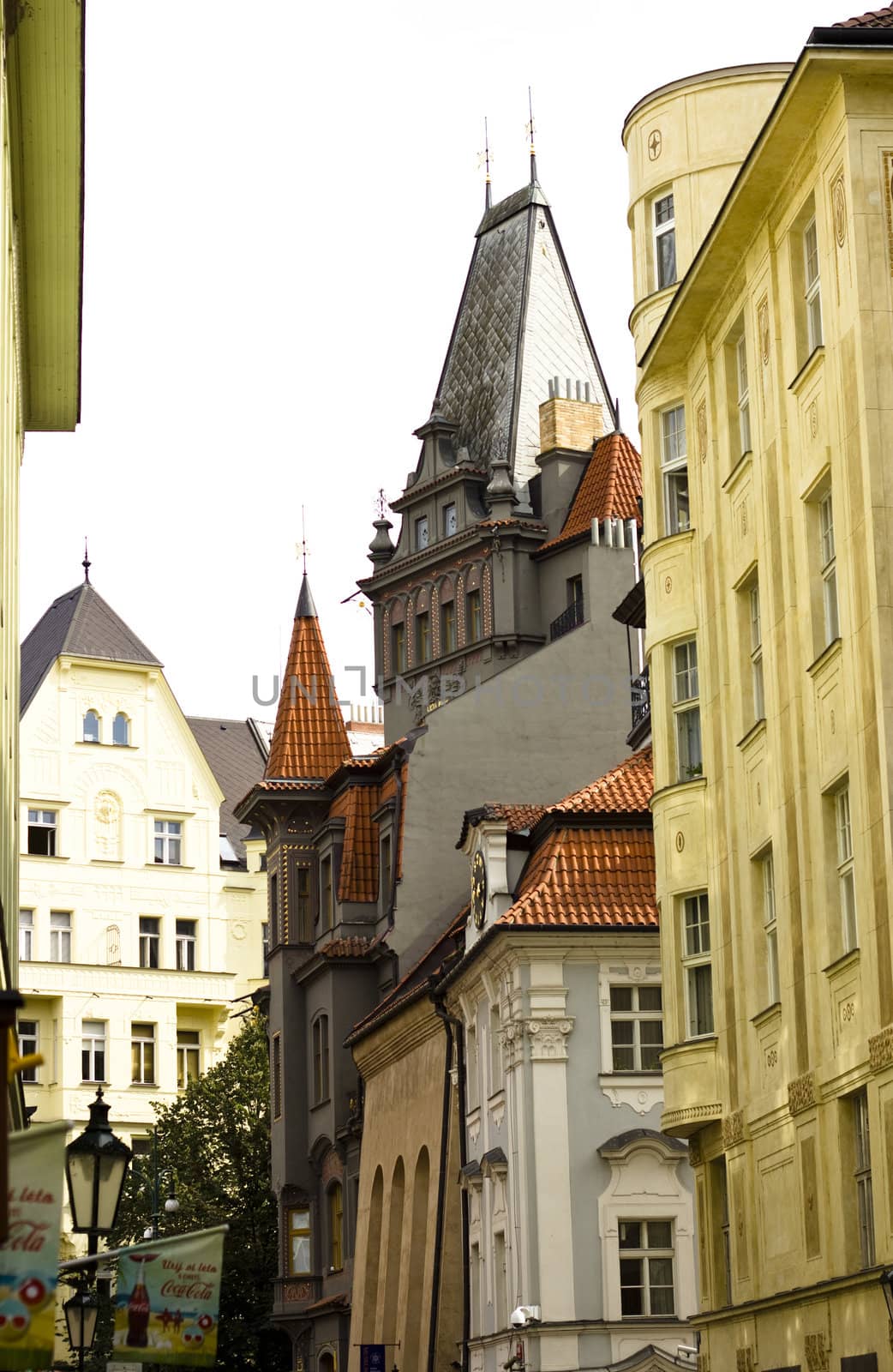 View of a street of an Old Town in Prague. Czech Republic