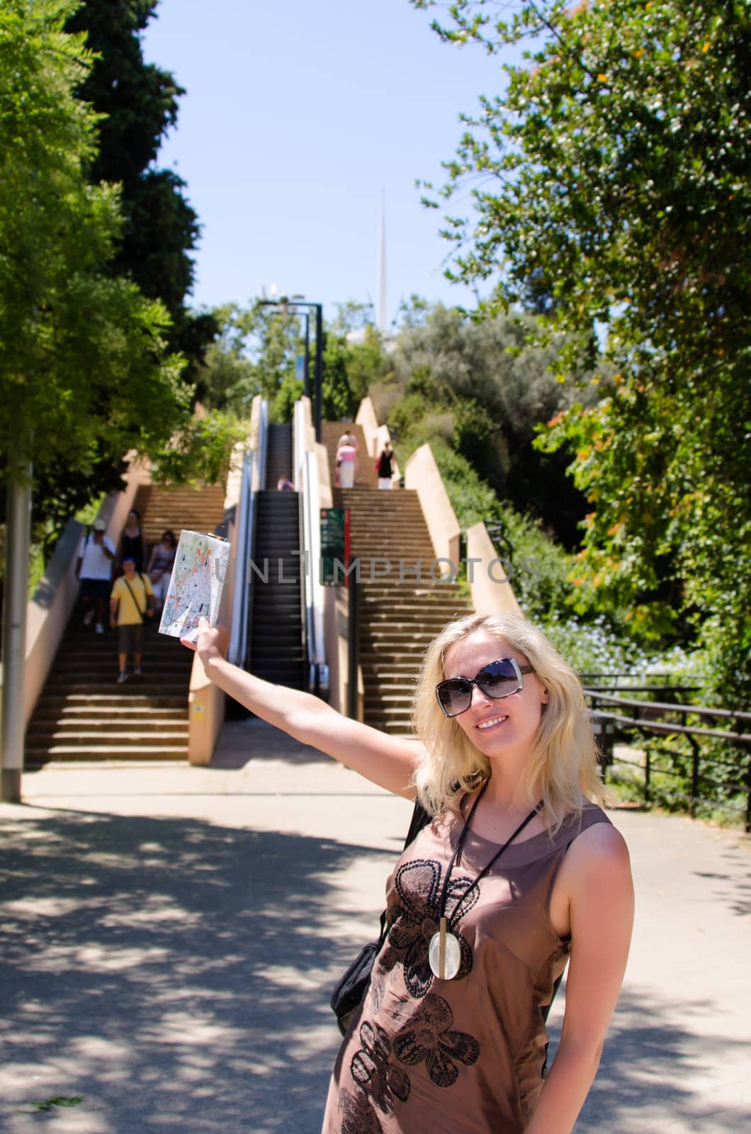 Tourist woman with map