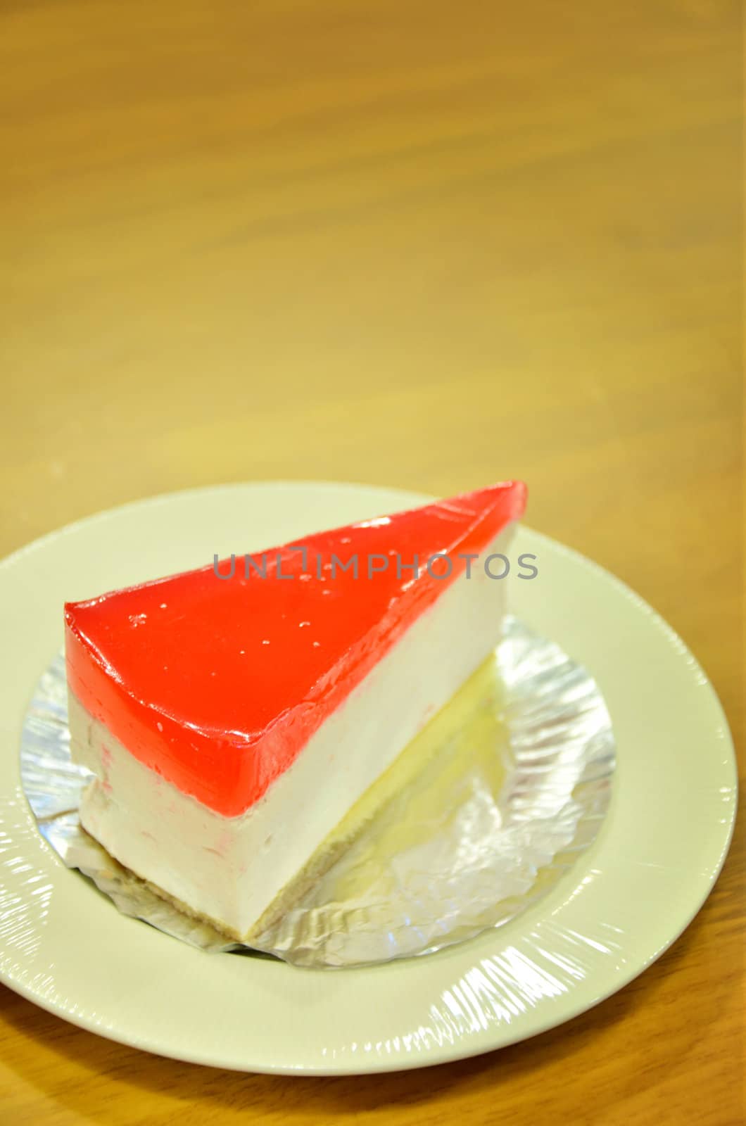 Strawberry cheese cake on table