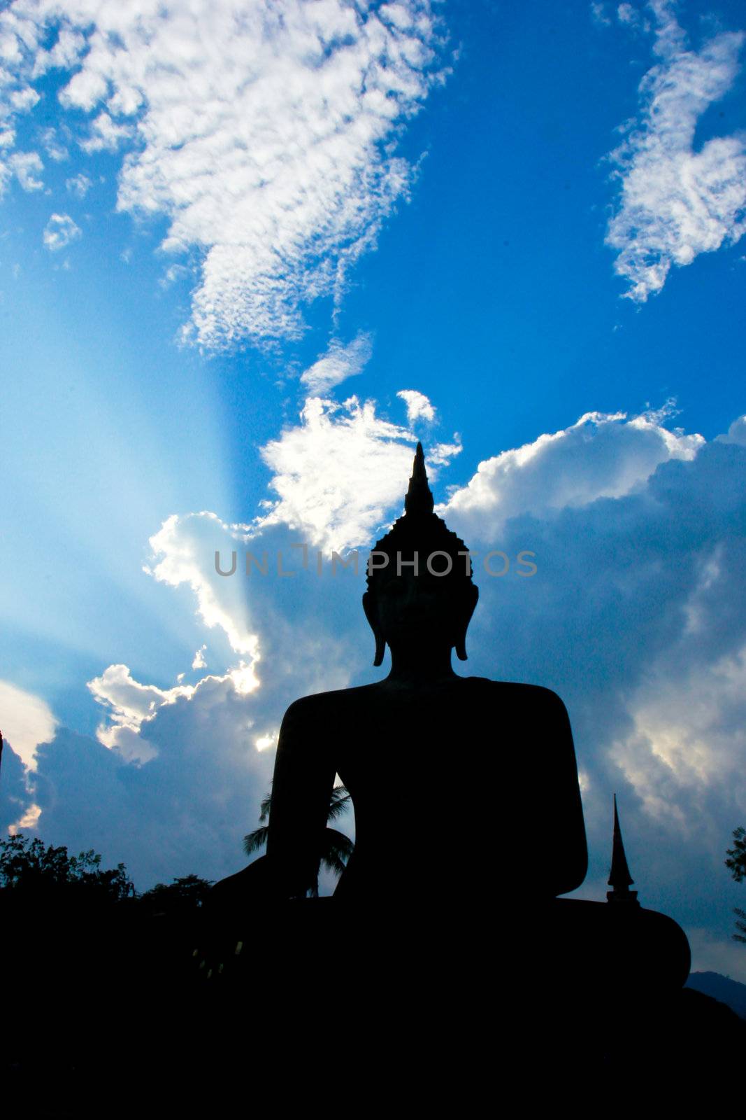 Buddha Statue in Wat Mahathat Temple in Sukhothai Historical Par by nuchylee