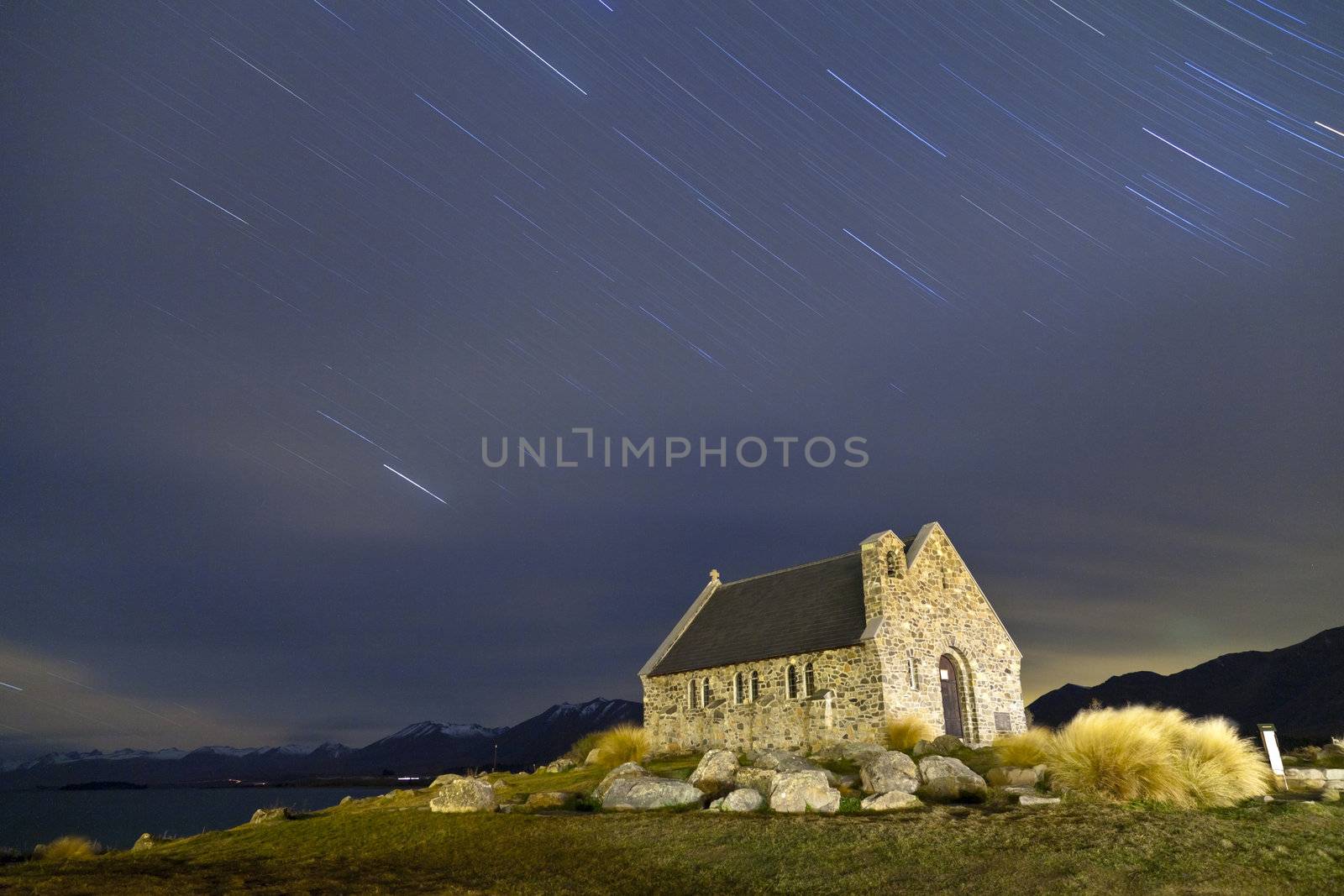 Startrails over The Church of the Good Shepherd, Lake Tekapo, New Zealand.