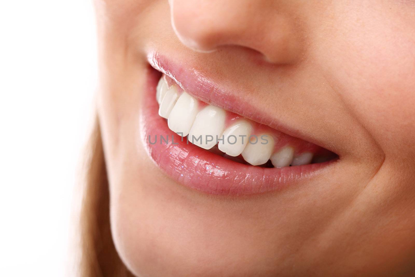 Beautiful smile close up with perfectly white teeth
