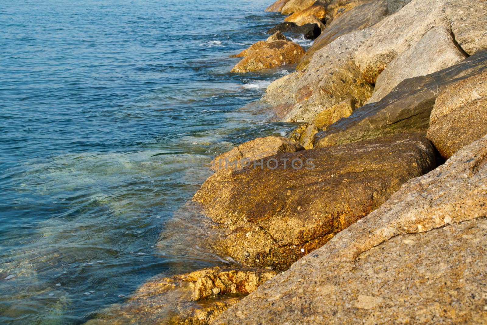 Among the rock defenses sea into coastal erosion.
